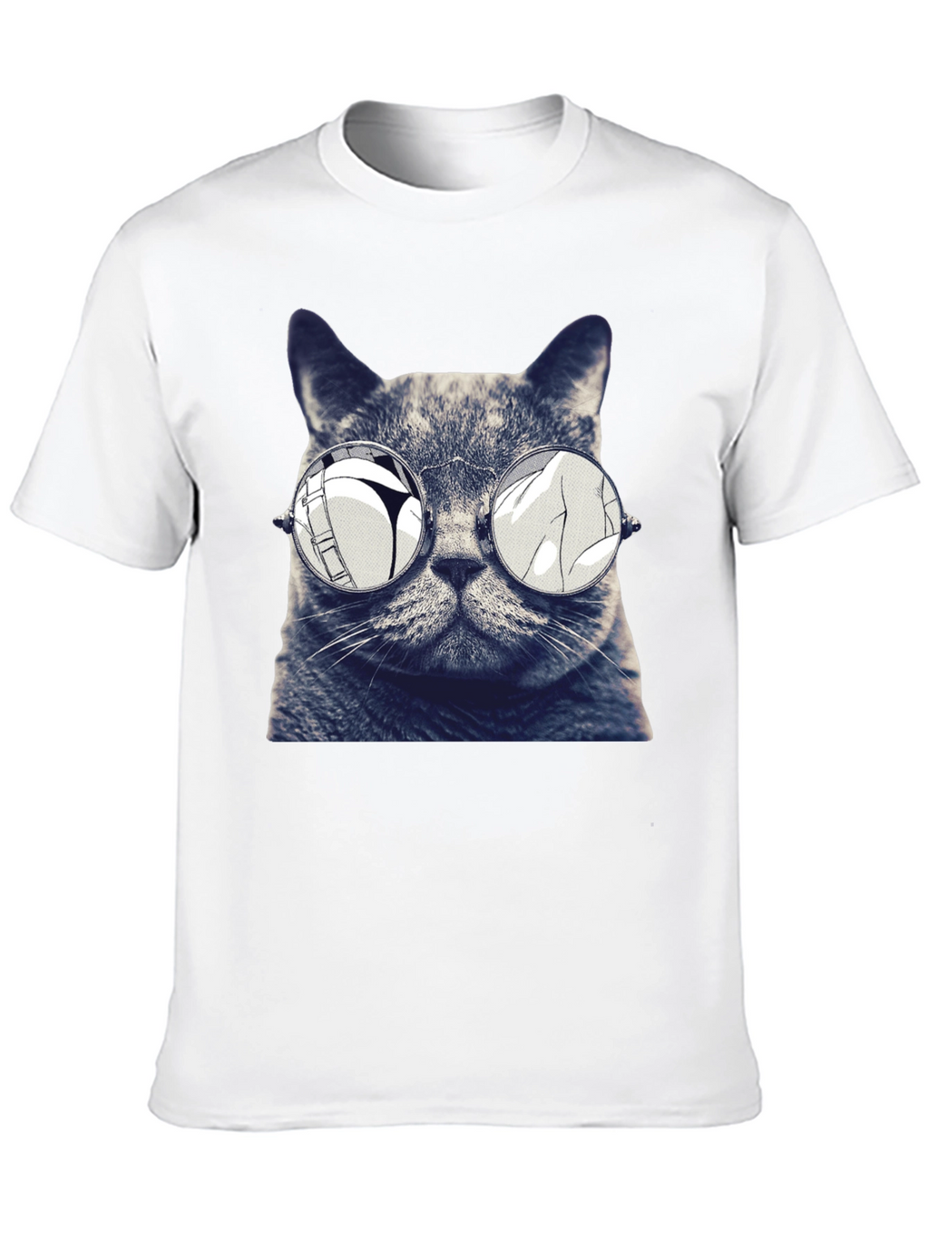 Cat with Glasses Graphic T-Shirt
