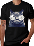 Cat with Glasses Graphic T-Shirt