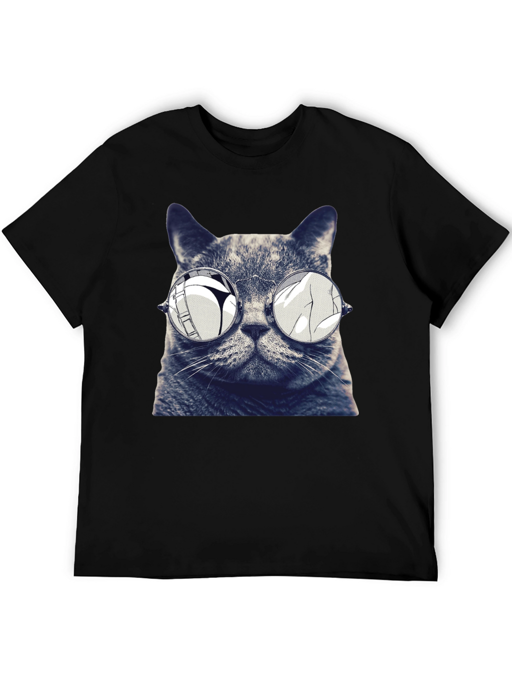 Cat with Glasses Graphic T-Shirt