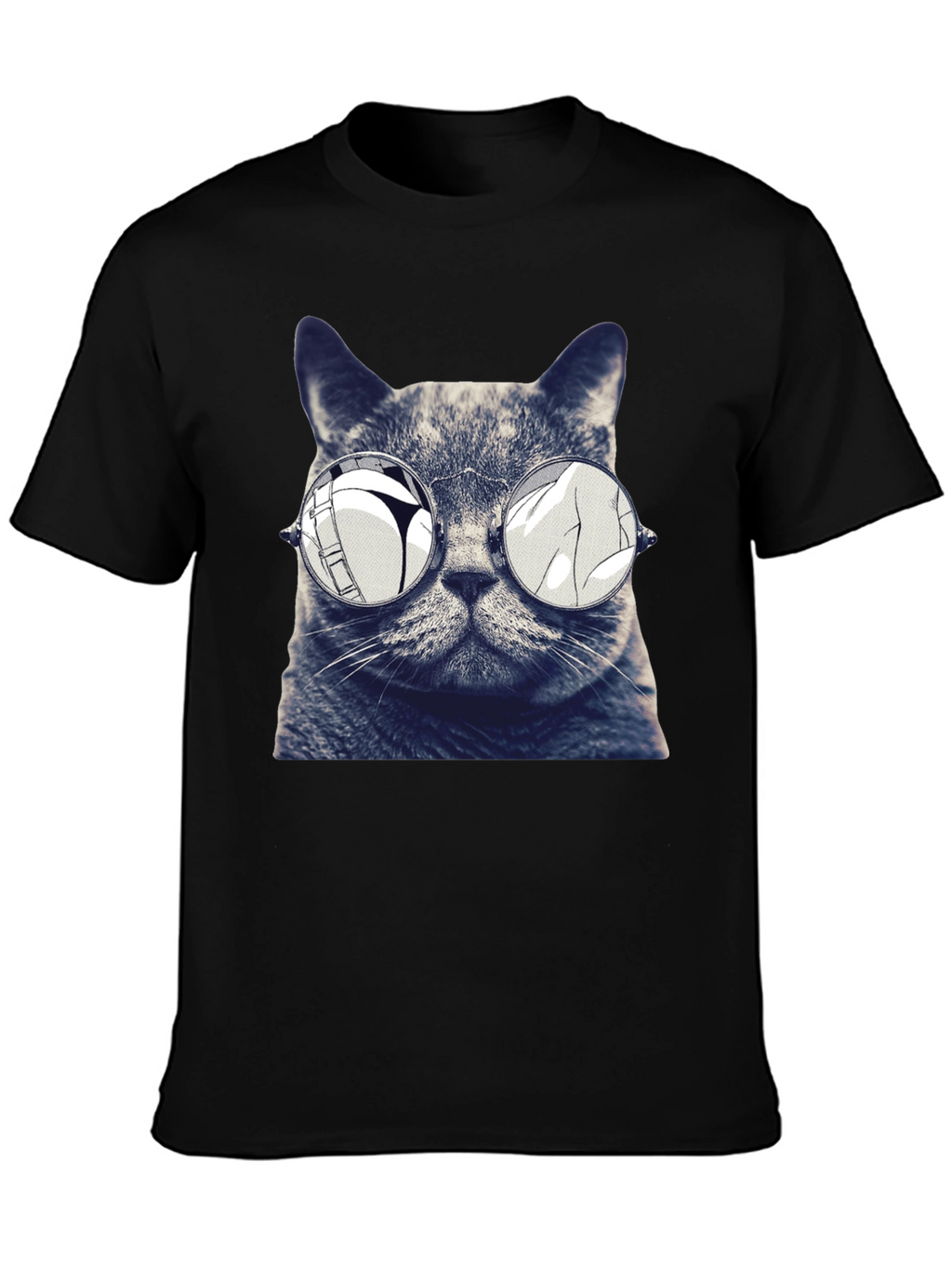 Cat with Glasses Graphic T-Shirt