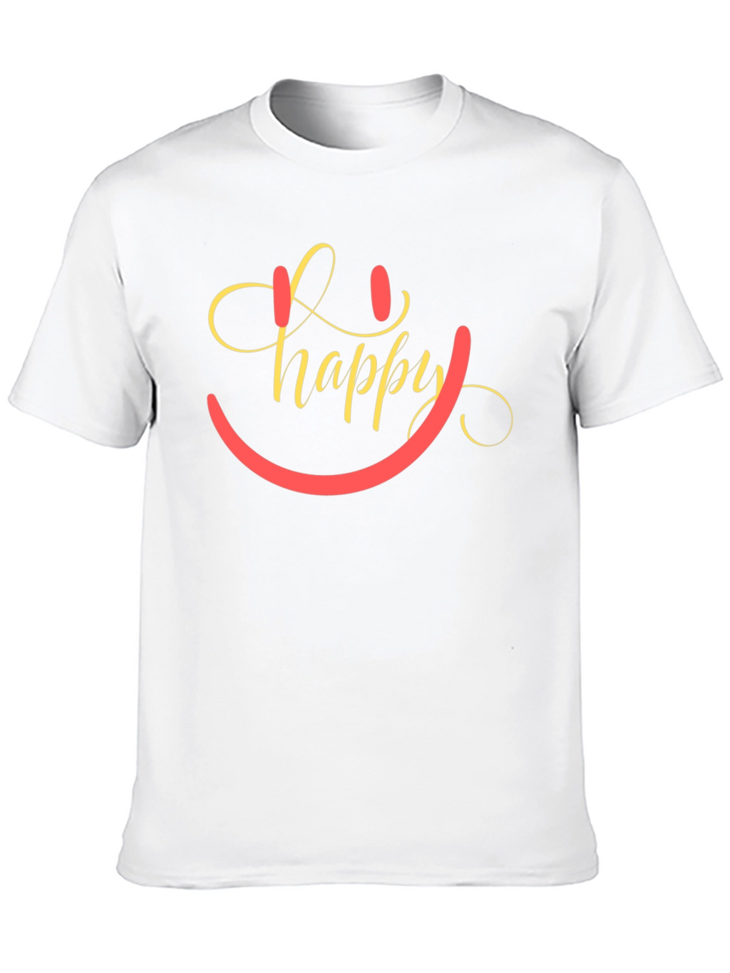 Happy Smiley Face Graphic Tee - Black Cotton Blend