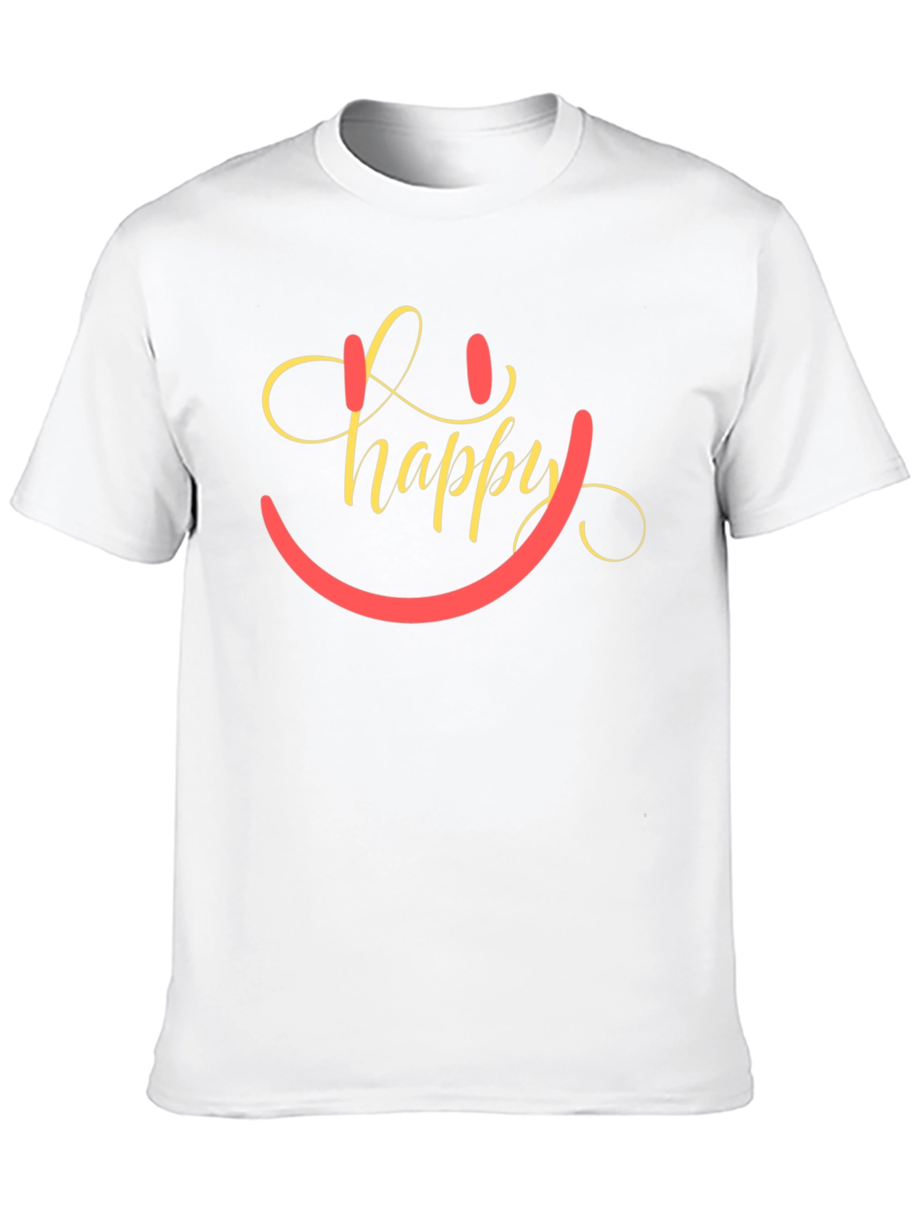 Happy Smiley Face Graphic Tee - Black Cotton Blend
