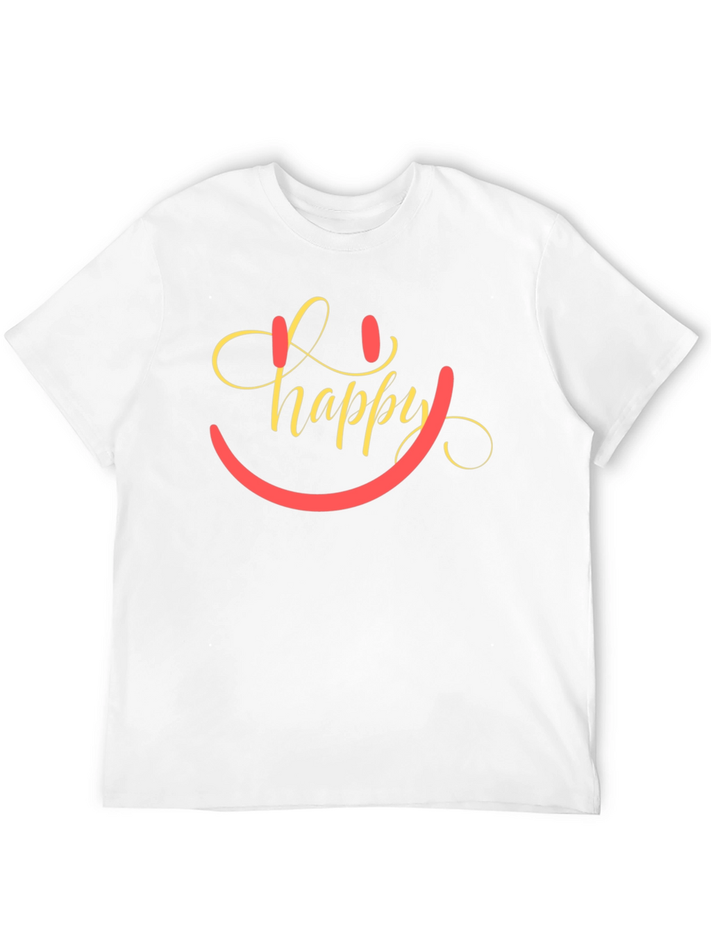 Happy Smiley Face Graphic Tee - Black Cotton Blend