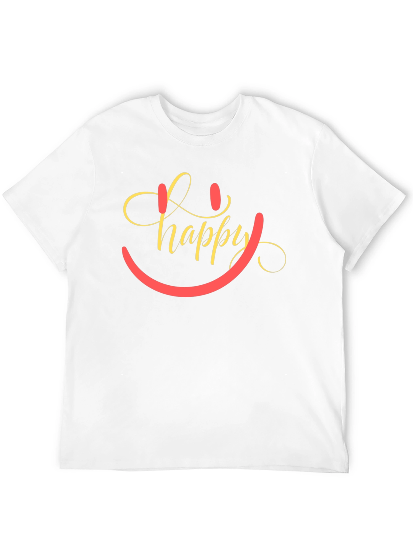 Happy Smiley Face Graphic Tee - Black Cotton Blend