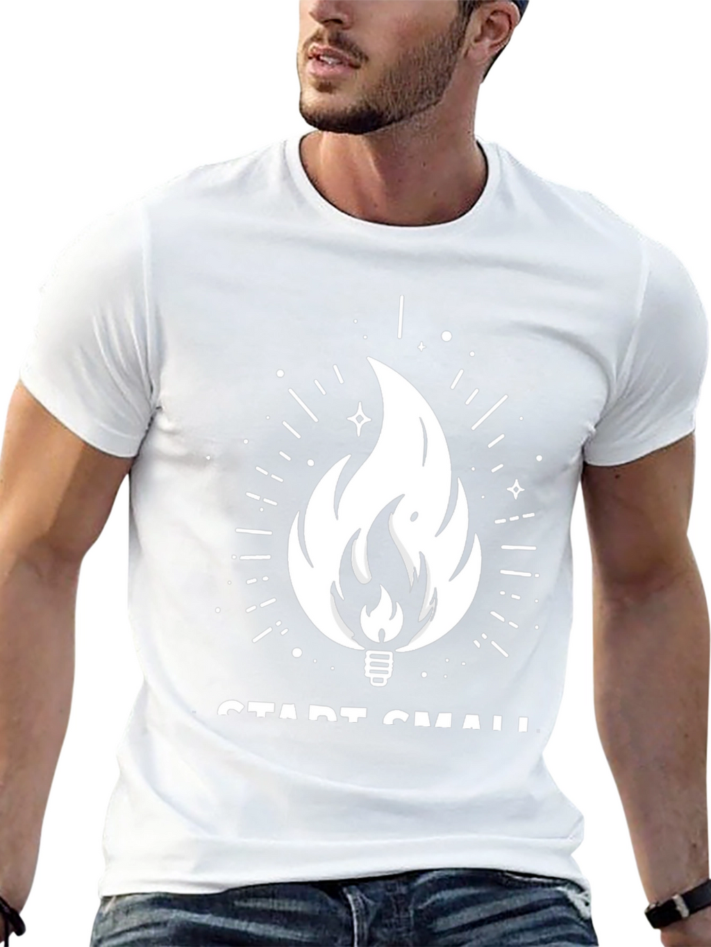 Start Small Tee - Graphic Fire Design
