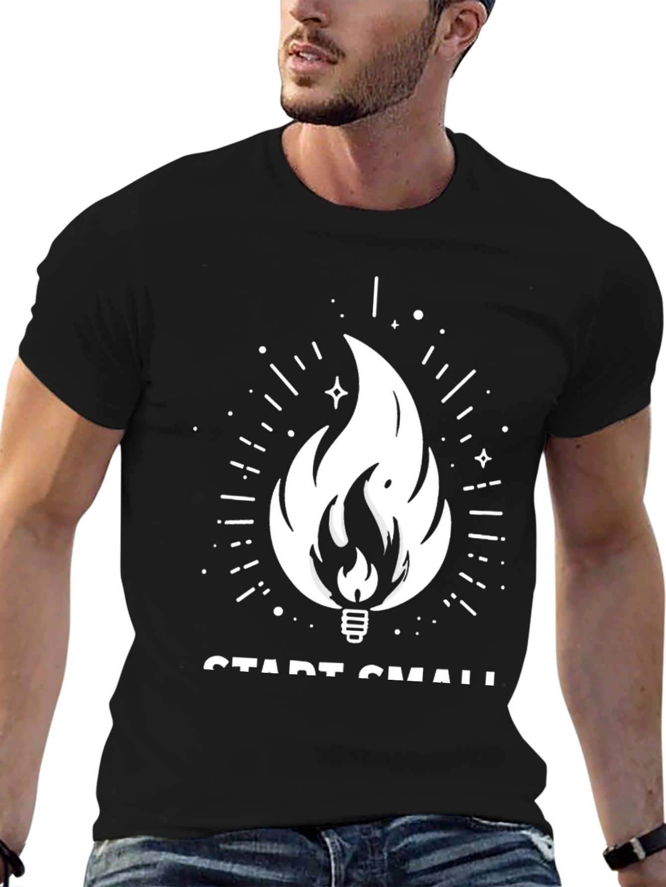 Start Small Tee - Graphic Fire Design