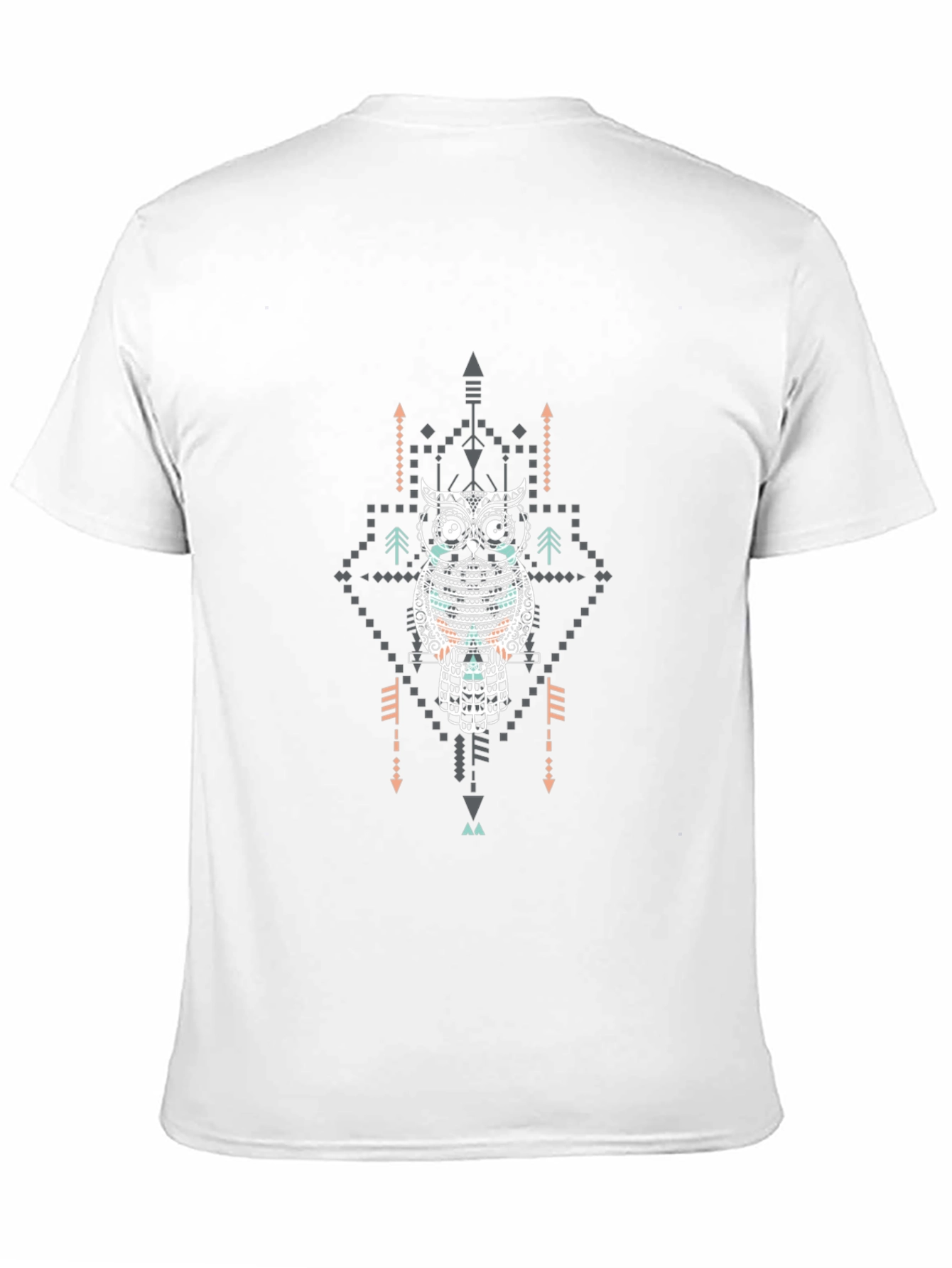 Tribal Owl Graphic Tee - Black Cotton T-Shirt