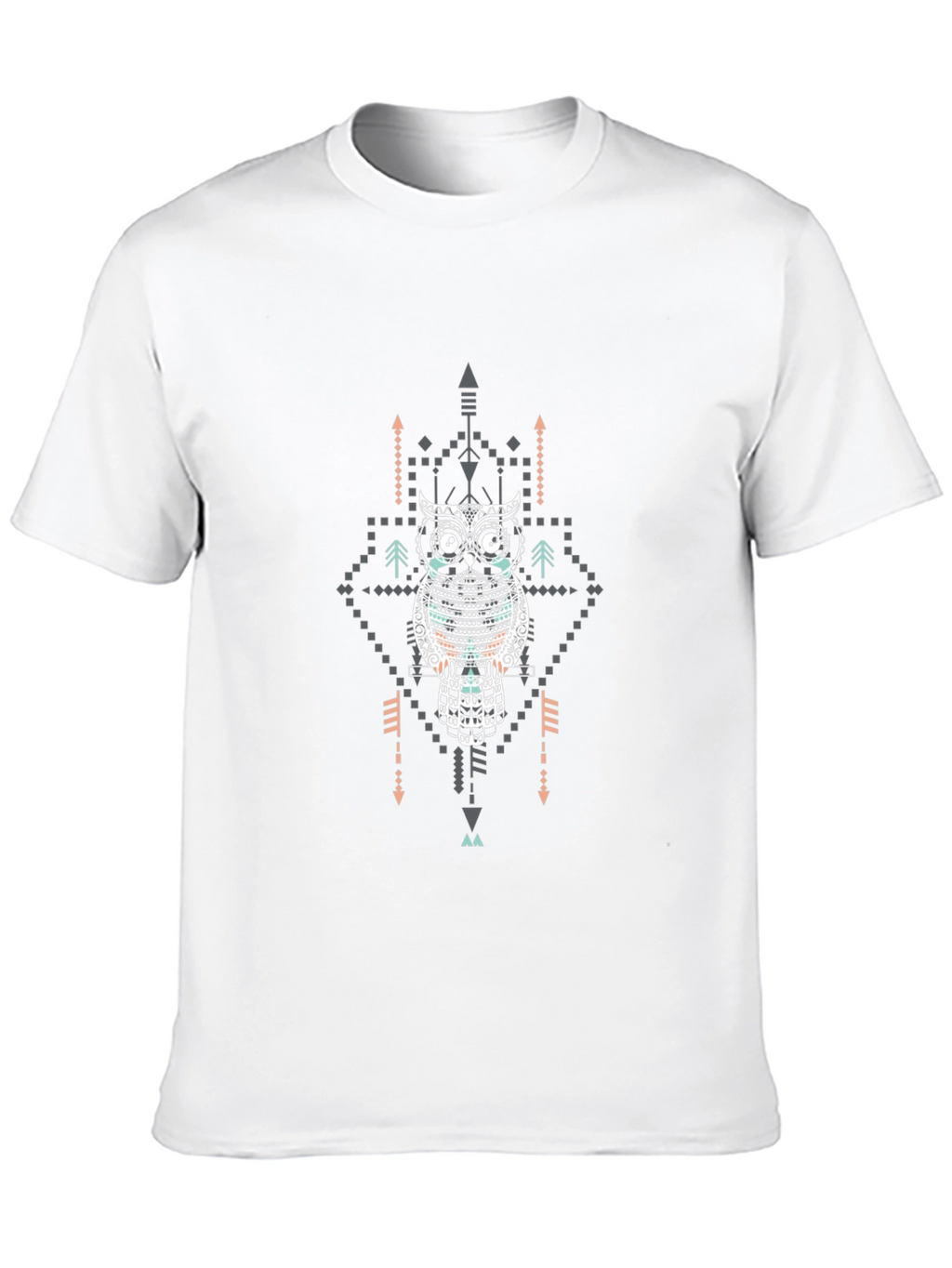 Tribal Owl Graphic Tee - Black Cotton T-Shirt