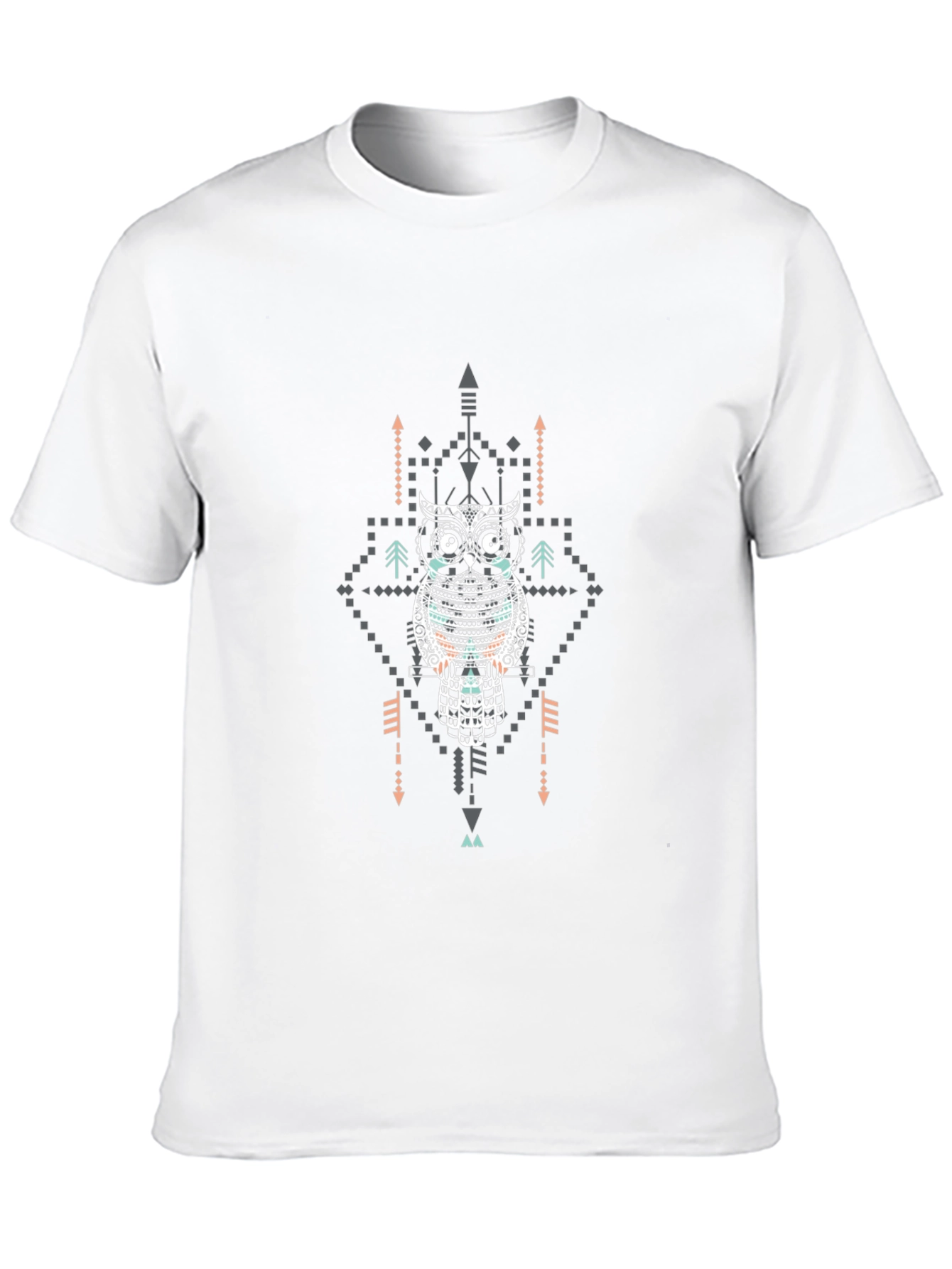 Tribal Owl Graphic Tee - Black Cotton T-Shirt