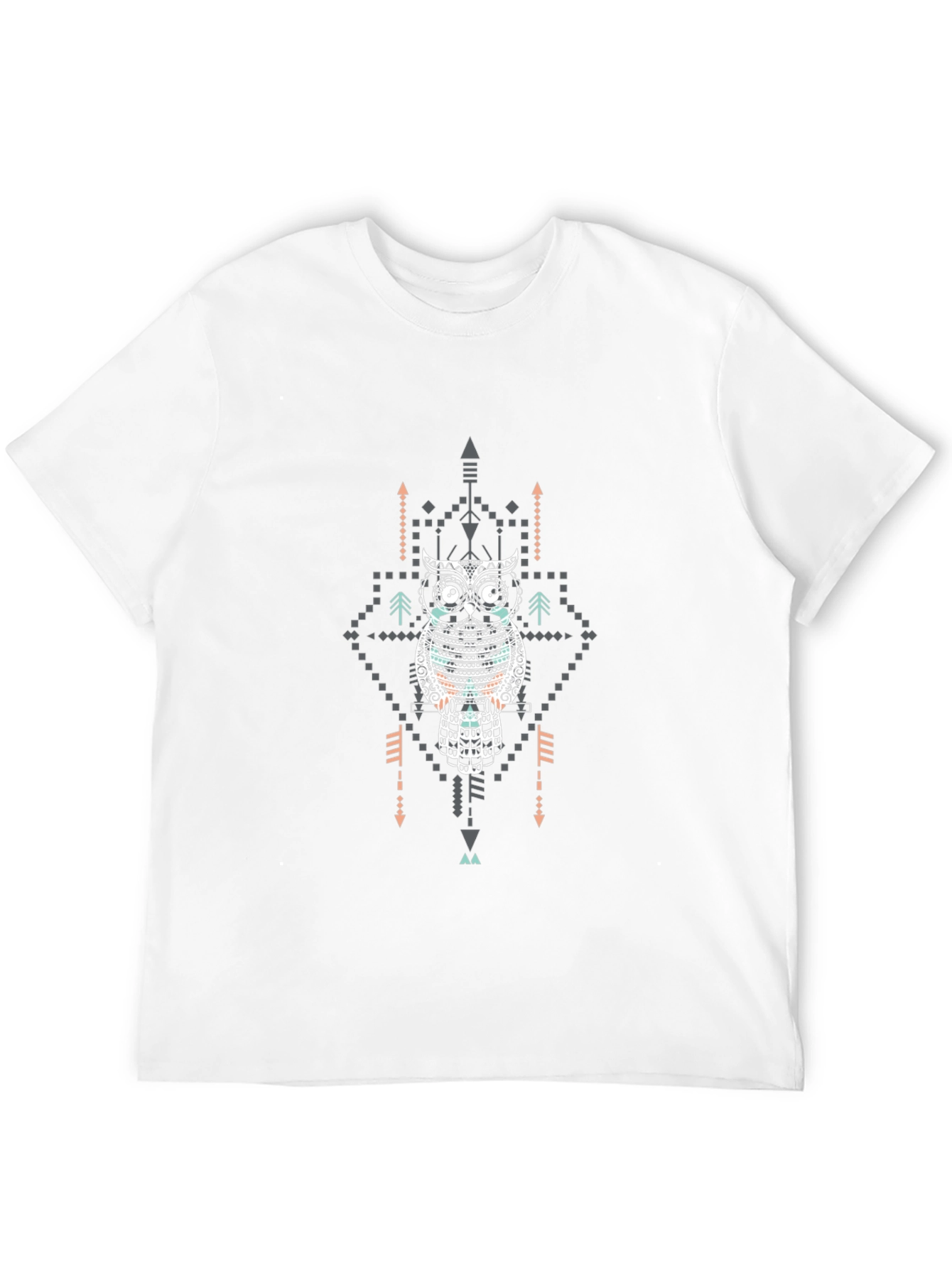 Tribal Owl Graphic Tee - Black Cotton T-Shirt