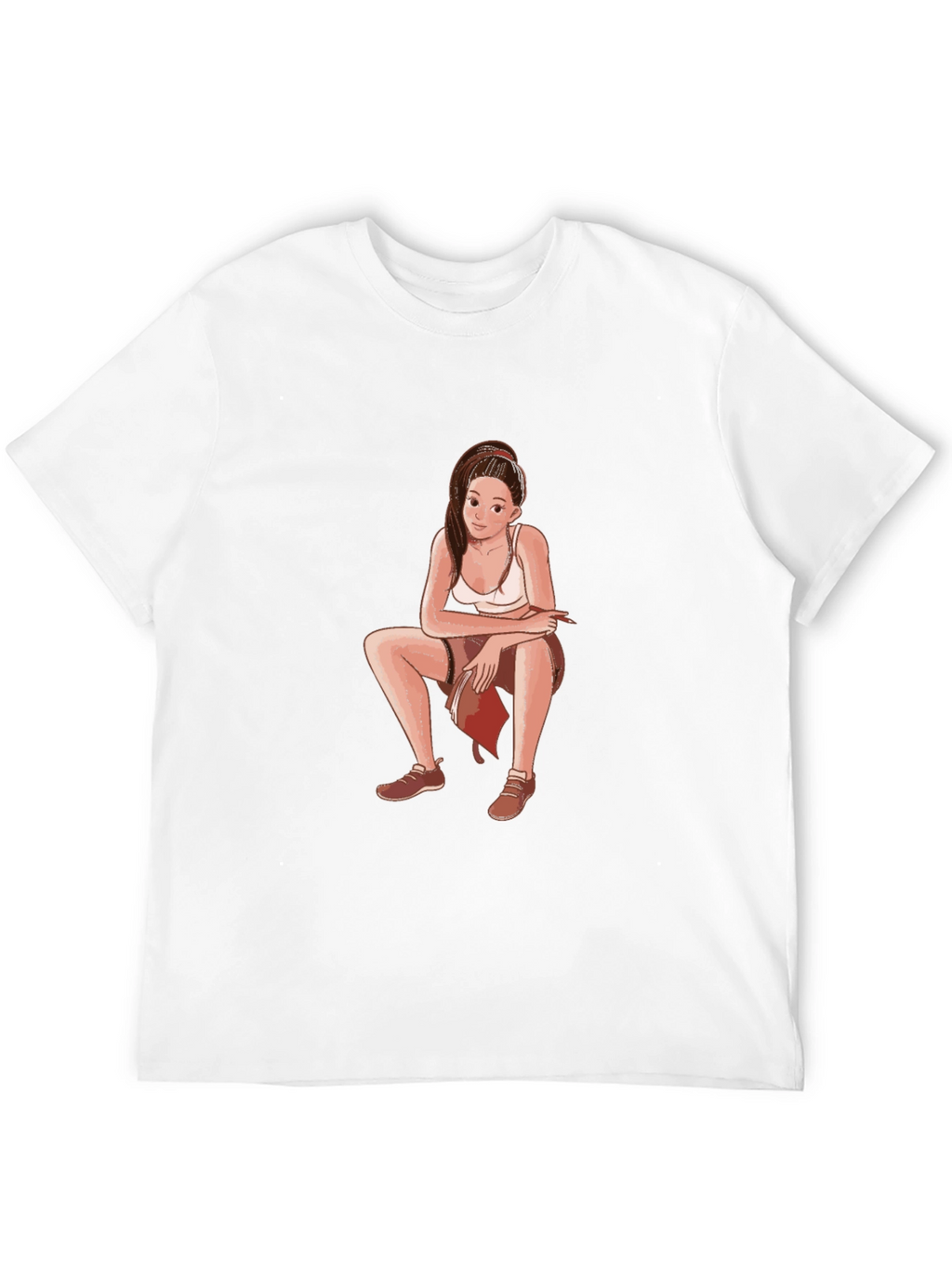 Black T-Shirt with Cartoon Girl Design