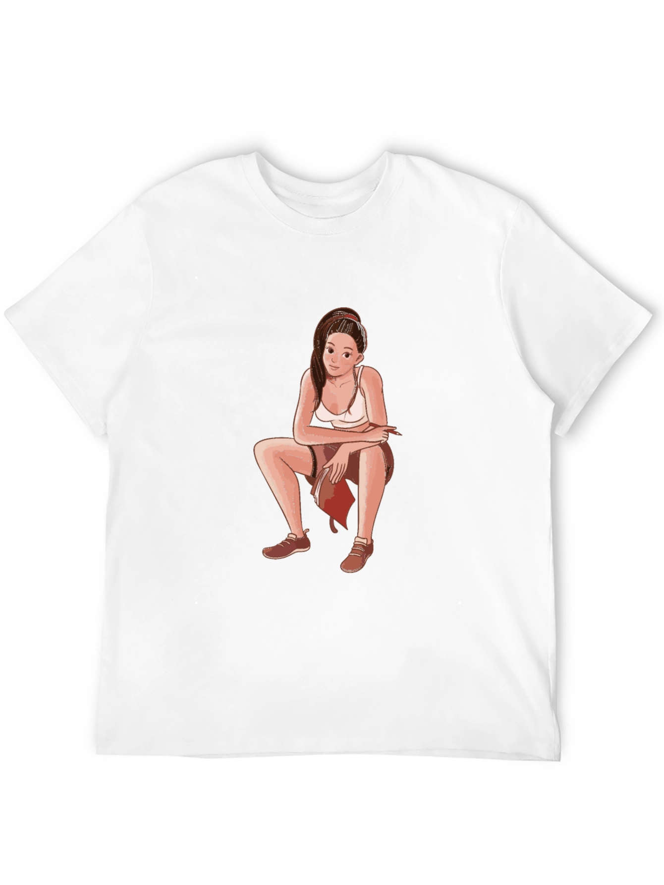 Black T-Shirt with Cartoon Girl Design