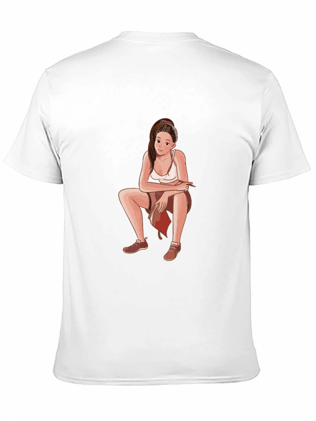 Black T-Shirt with Cartoon Girl Design