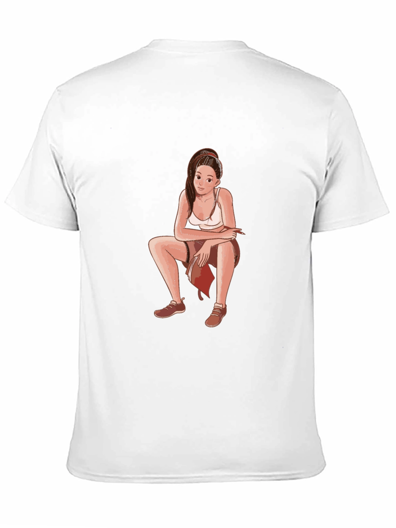 Black T-Shirt with Cartoon Girl Design