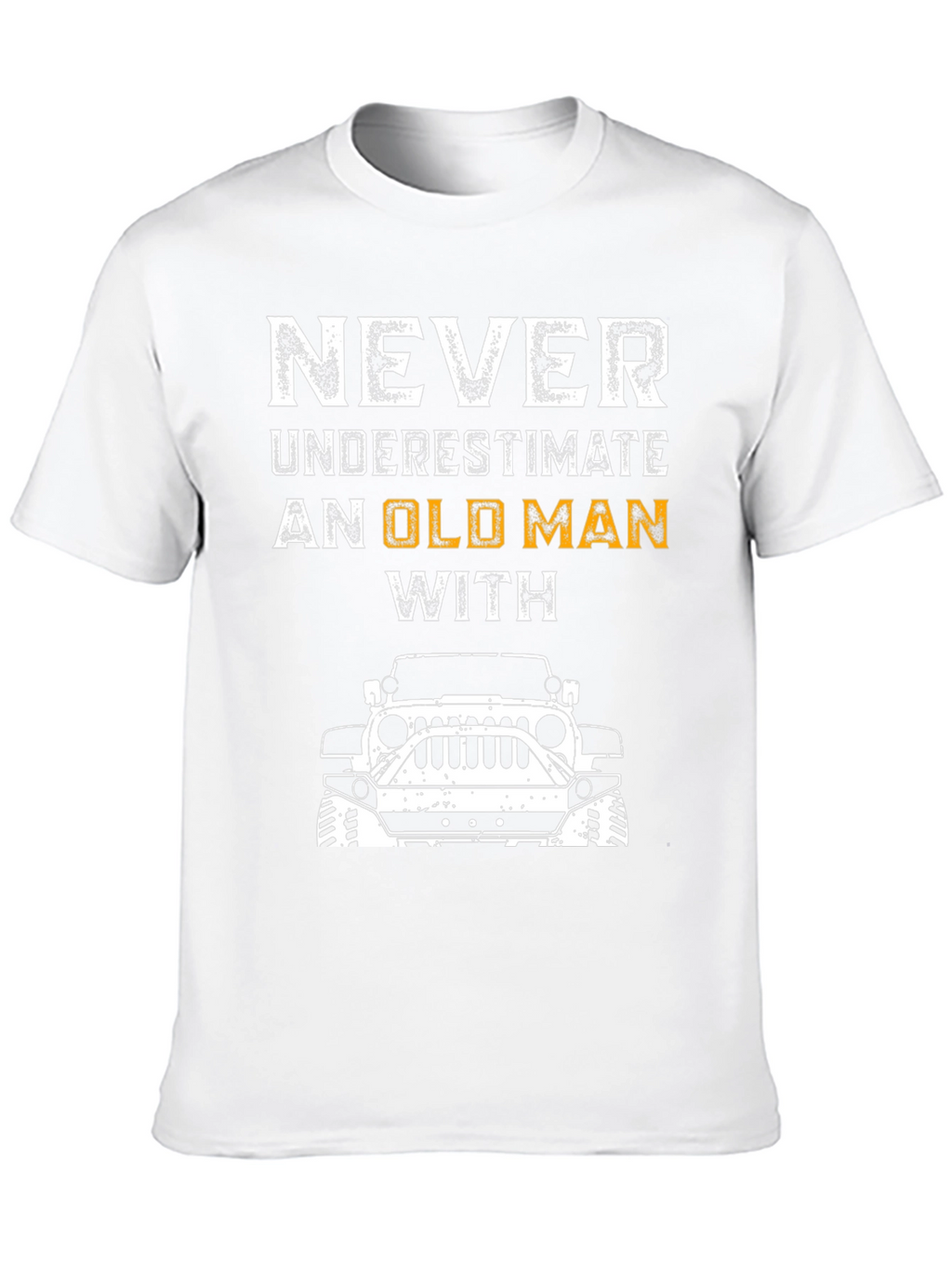 Old Man With Jeep T-Shirt - Black