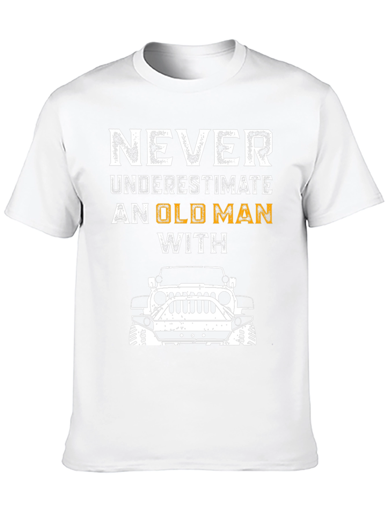 Old Man With Jeep T-Shirt - Black