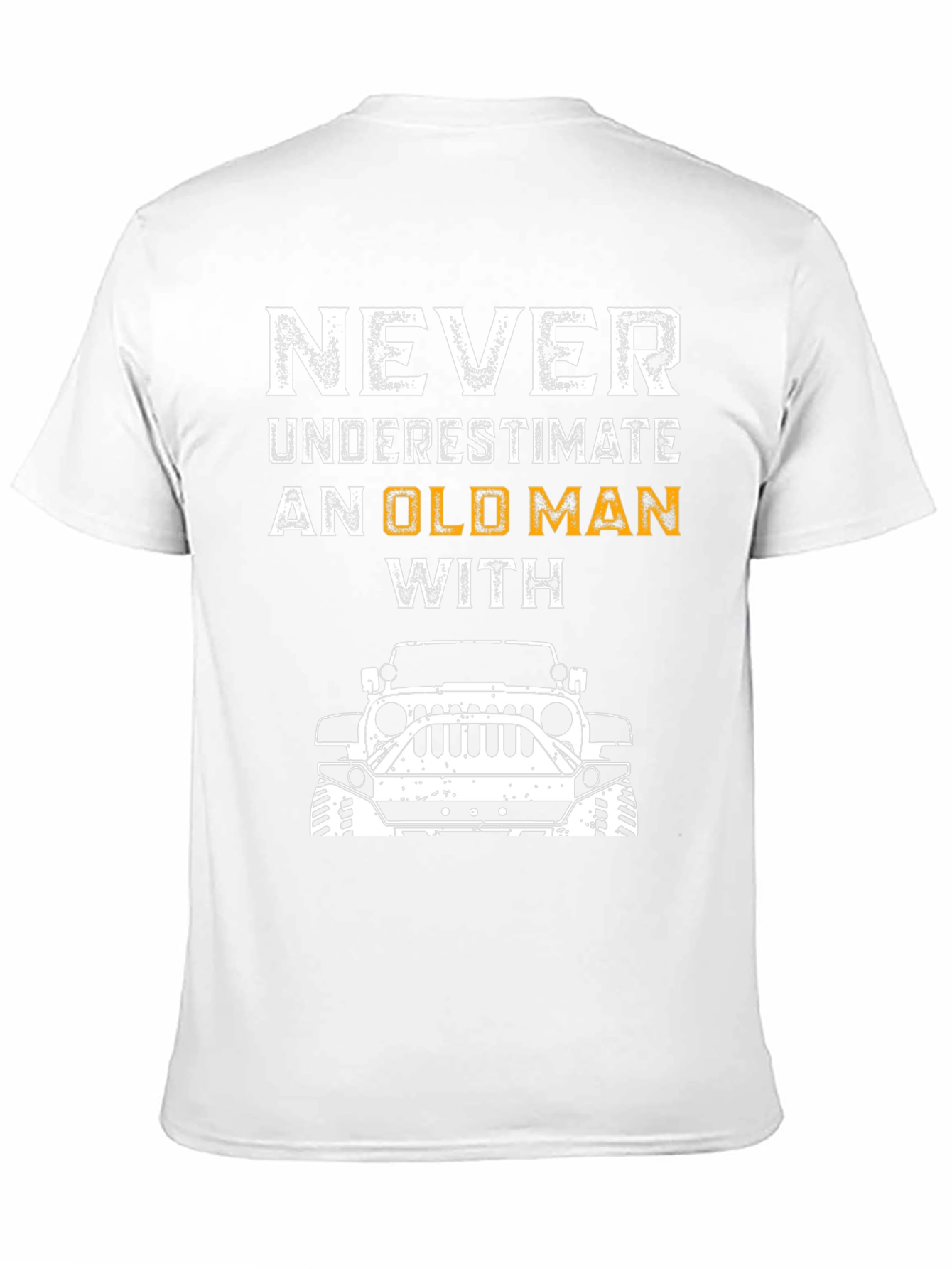 Old Man With Jeep T-Shirt - Black