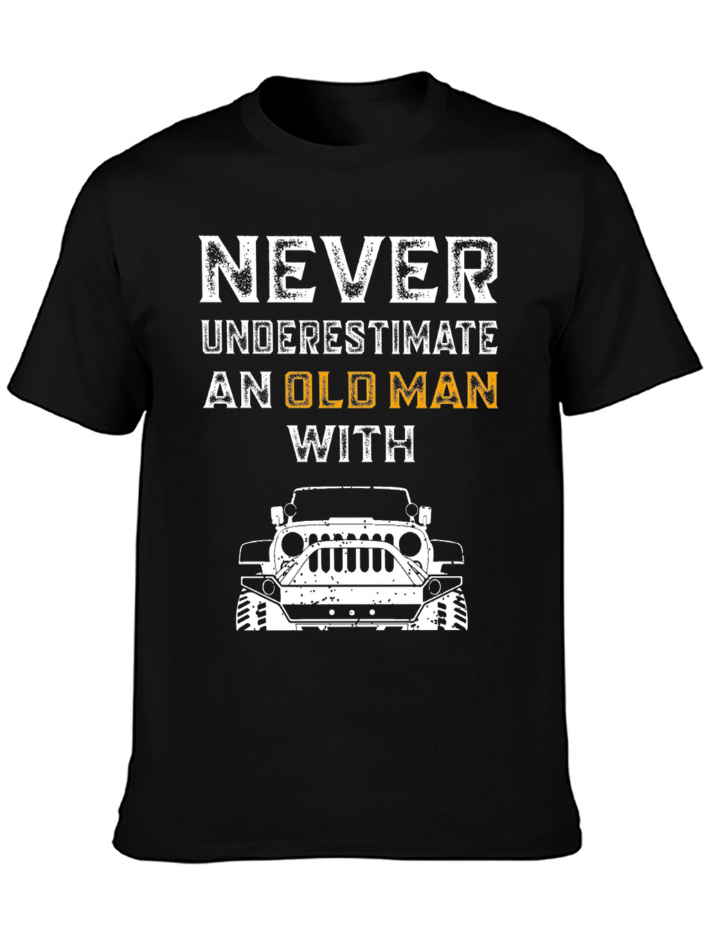 Old Man With Jeep T-Shirt - Black