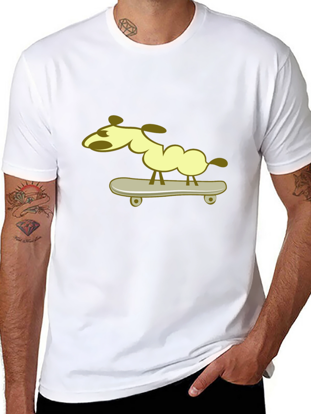 Dog on Skateboard Graphic Tee - Black