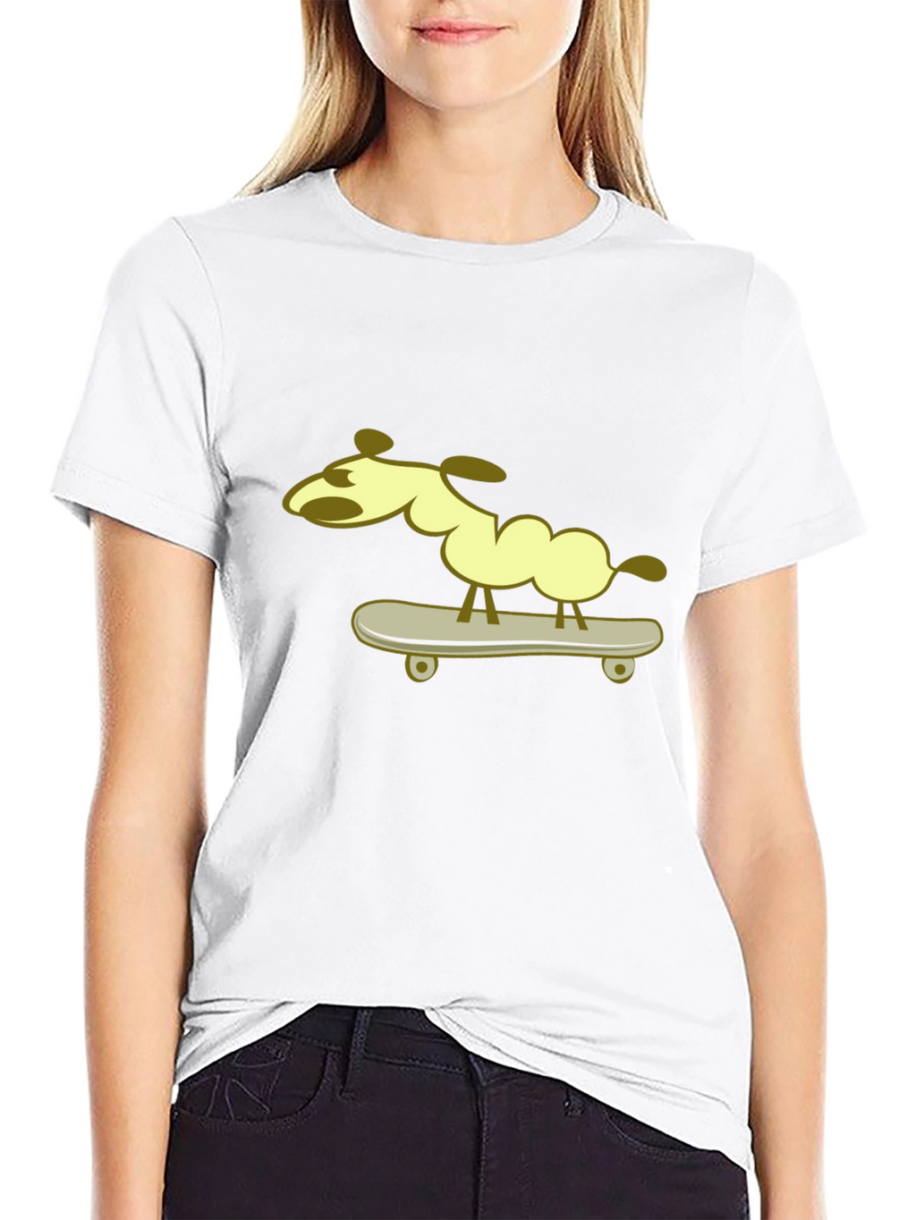 Dog on Skateboard Graphic Tee - Black