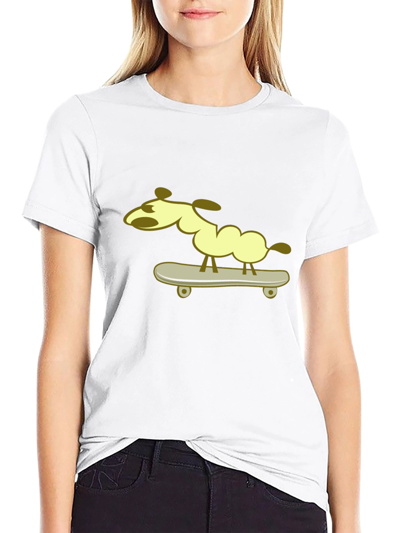 Dog on Skateboard Graphic Tee - Black