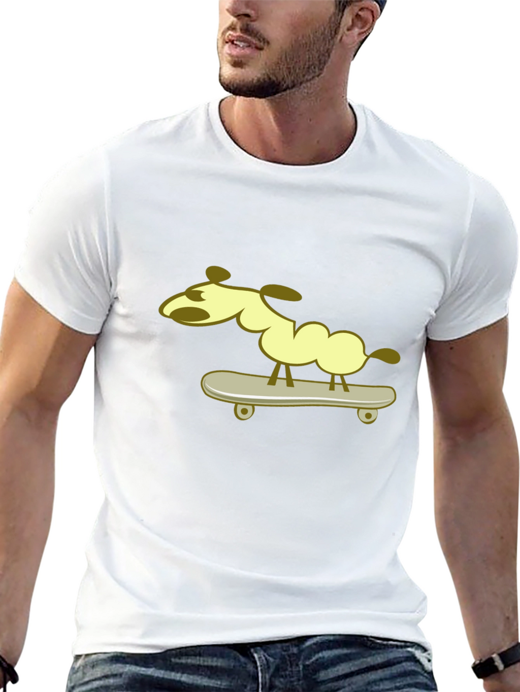 Dog on Skateboard Graphic Tee - Black