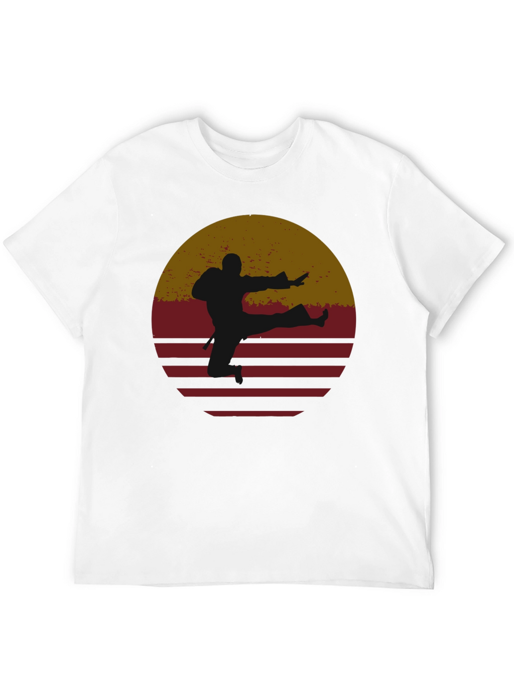 Retro Karate Sunset Graphic Tee - Black