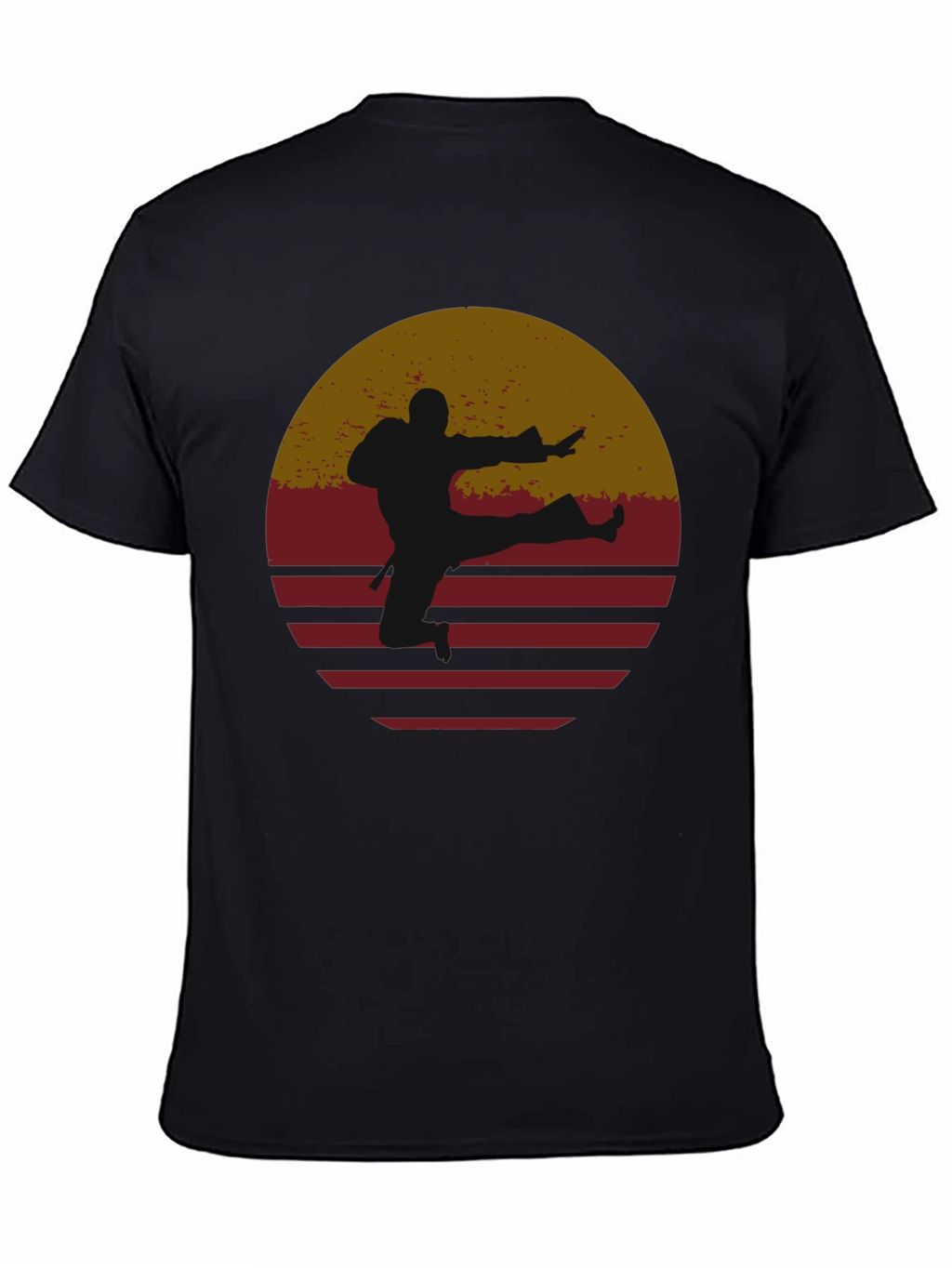 Retro Karate Sunset Graphic Tee - Black
