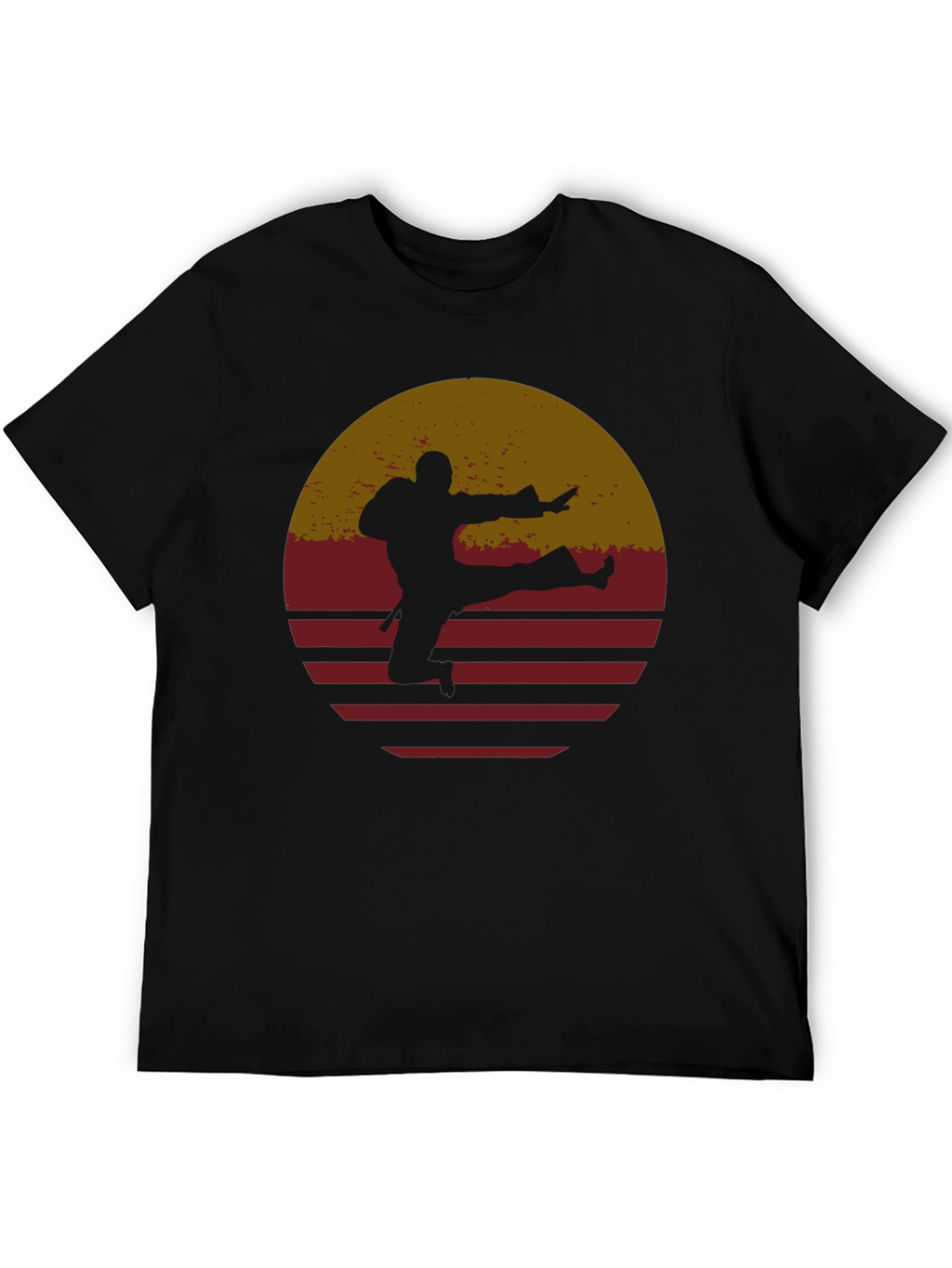 Retro Karate Sunset Graphic Tee - Black
