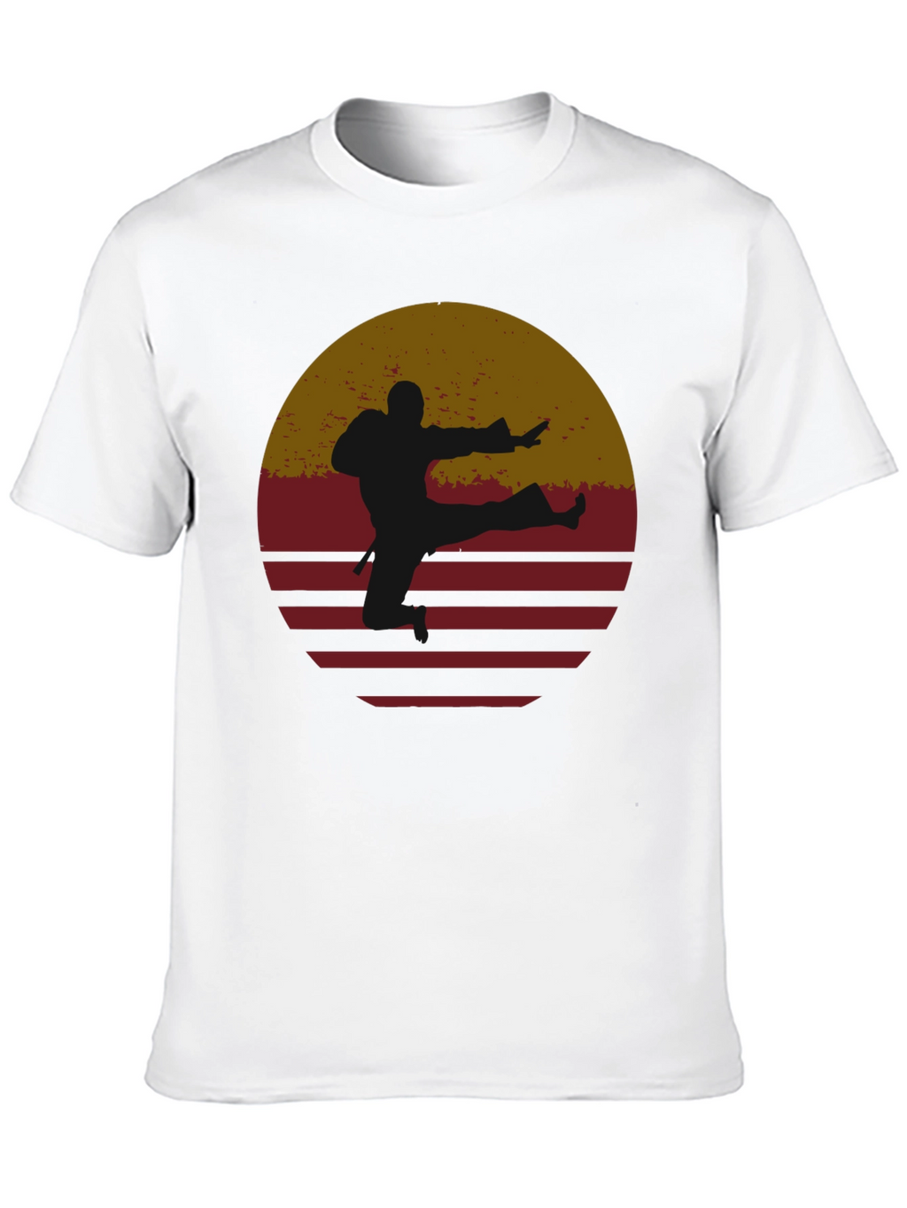 Retro Karate Sunset Graphic Tee - Black