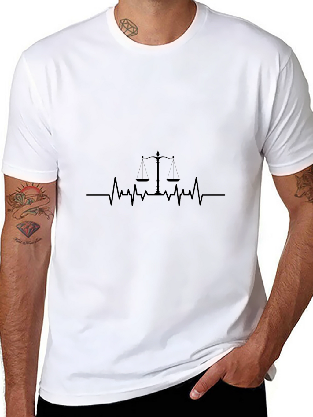 Lawyer Heartbeat T-Shirt - Scales of Justice Design