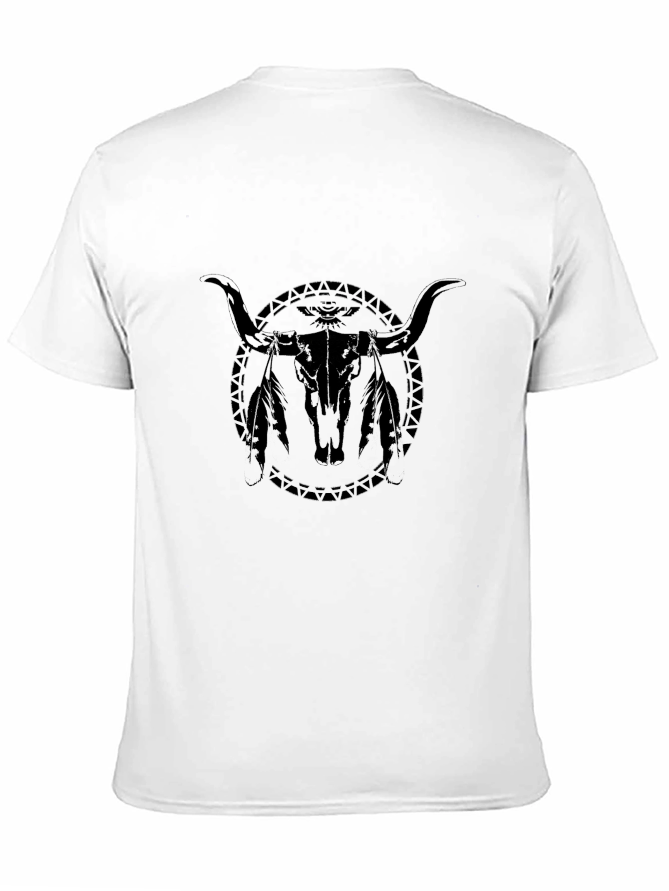 Black Bull Skull Graphic Tee - Western Style