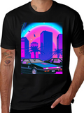 Retro Wave Graphic Tee - Synthwave Car & City
