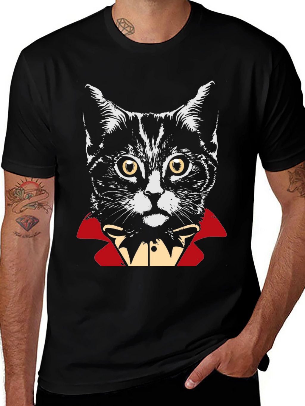 Vampire Cat Graphic T-Shirt - Halloween Costume Tee