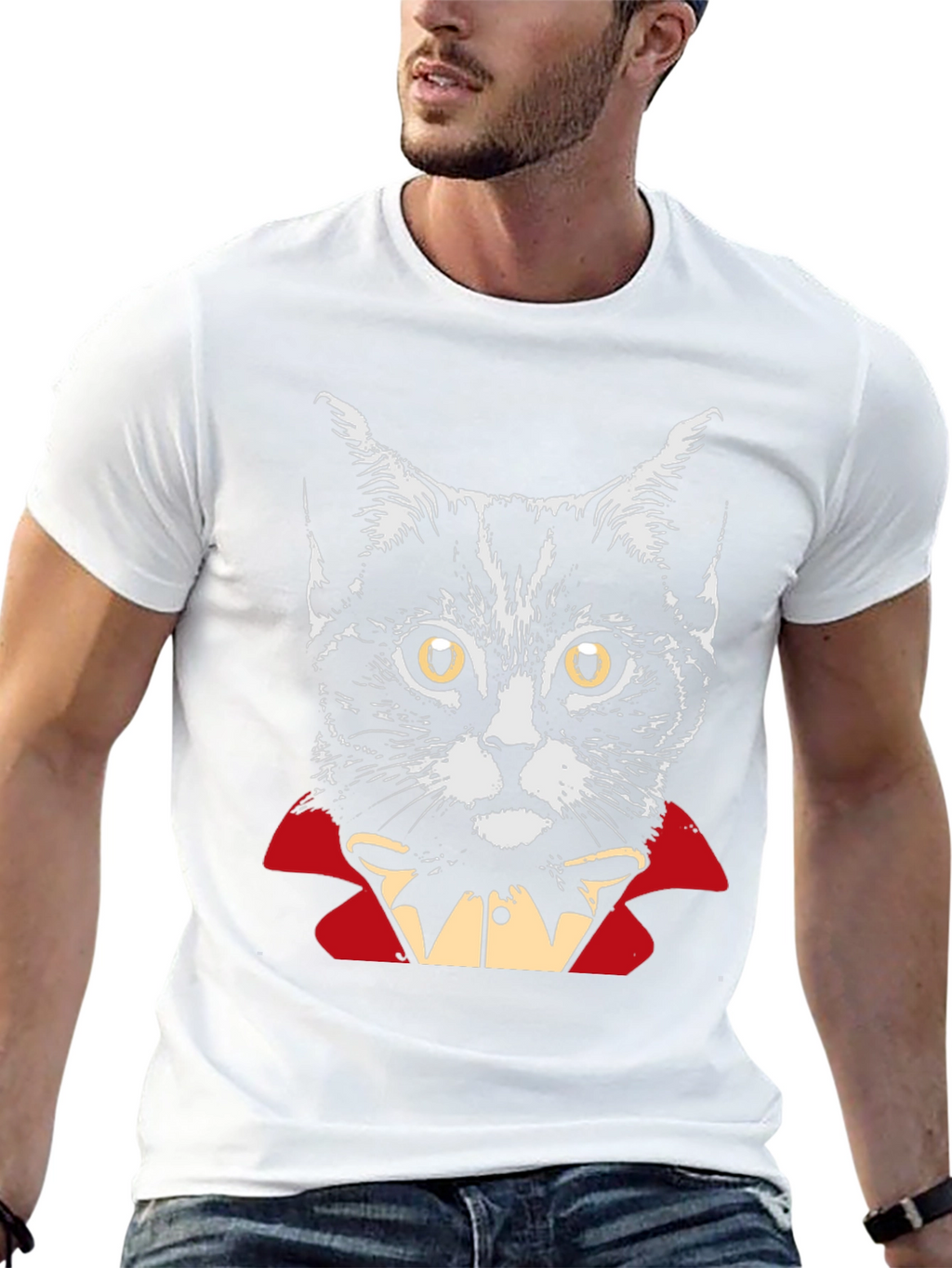 Vampire Cat Graphic T-Shirt - Halloween Costume Tee