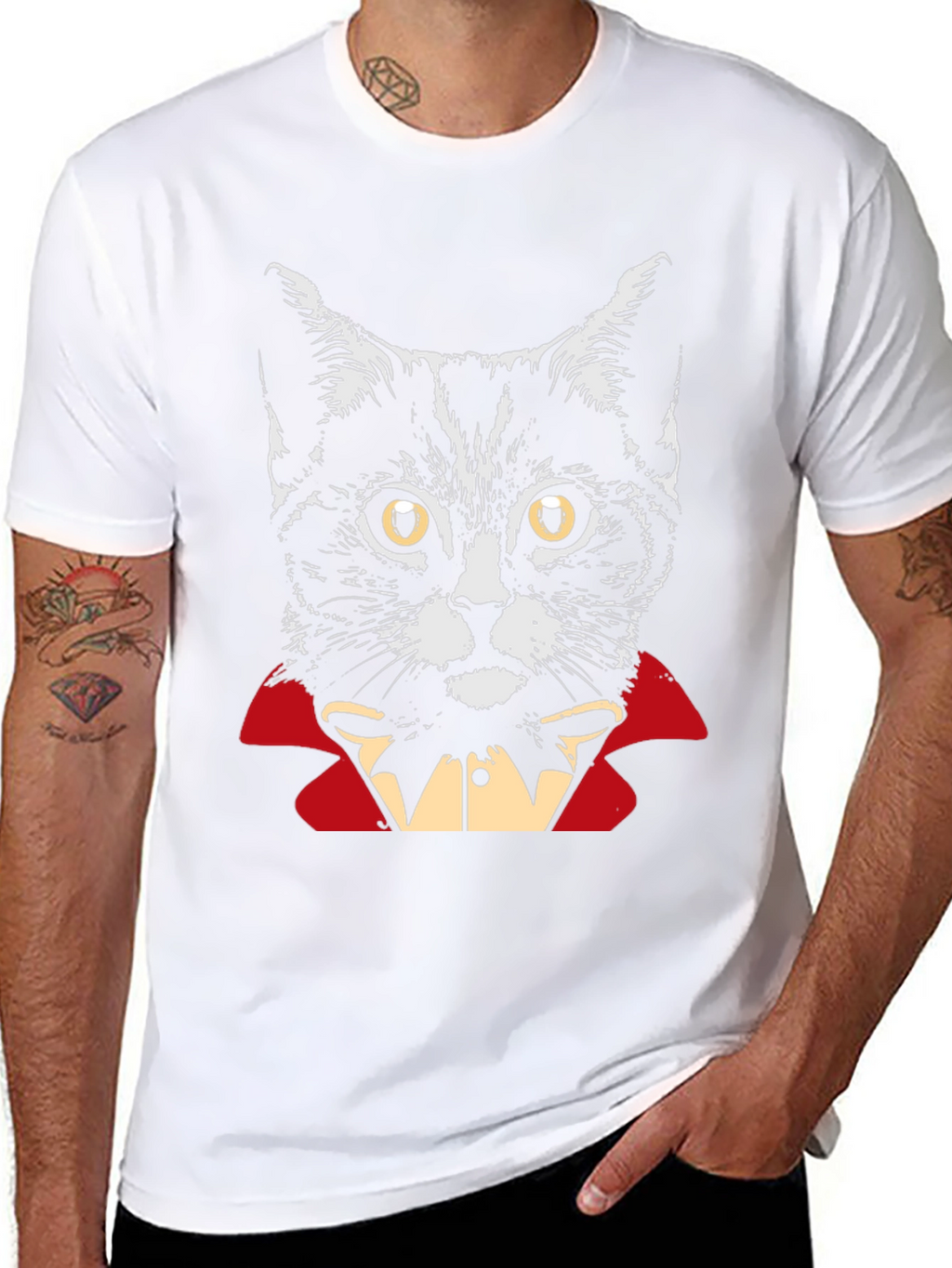 Vampire Cat Graphic T-Shirt - Halloween Costume Tee