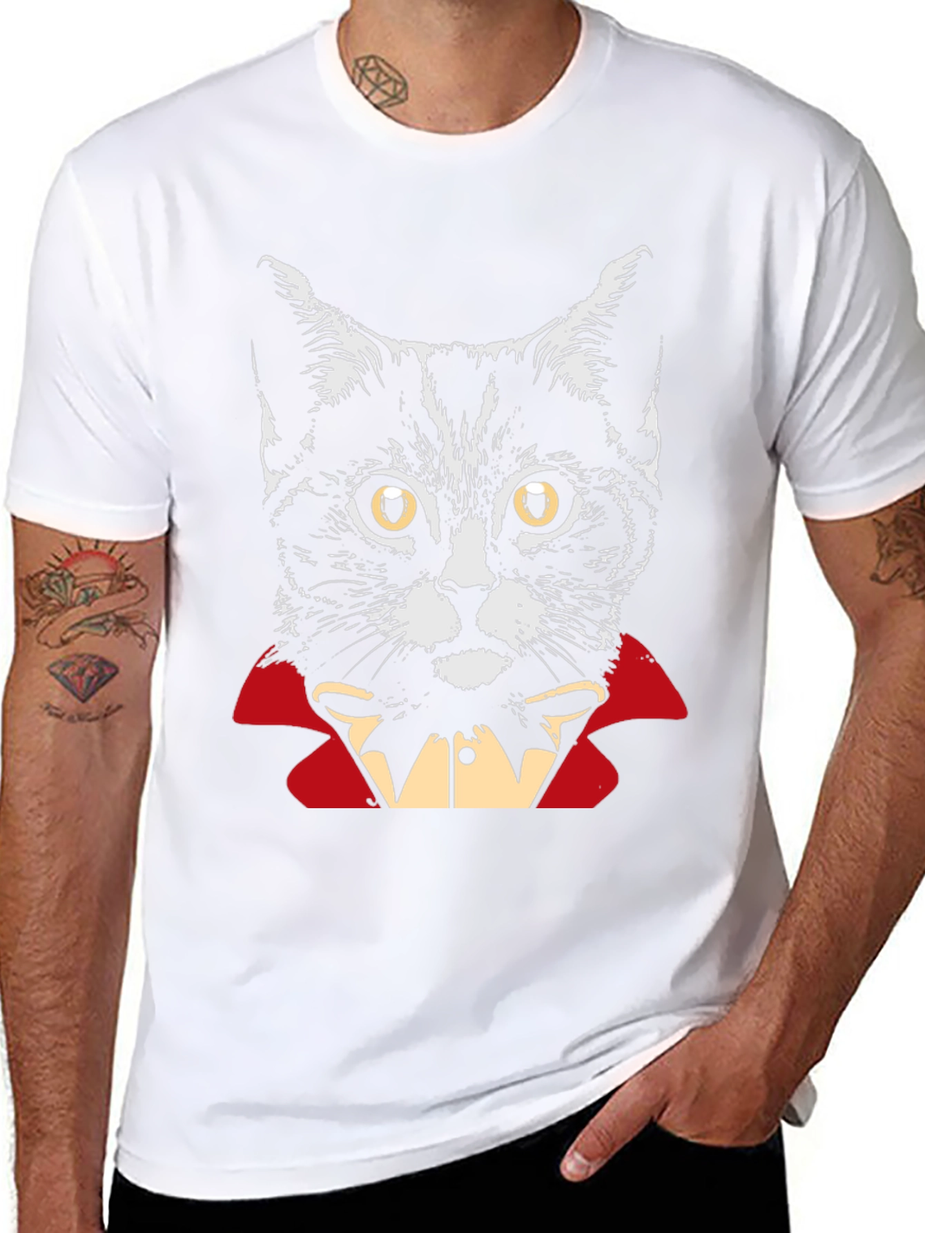 Vampire Cat Graphic T-Shirt - Halloween Costume Tee