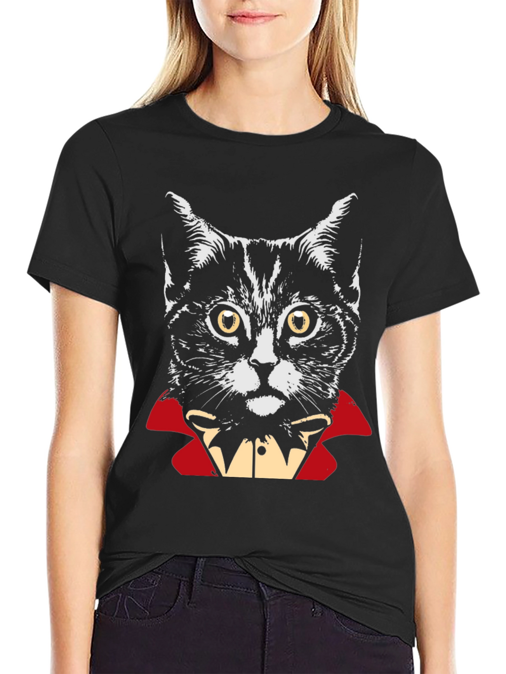 Vampire Cat Graphic T-Shirt - Halloween Costume Tee