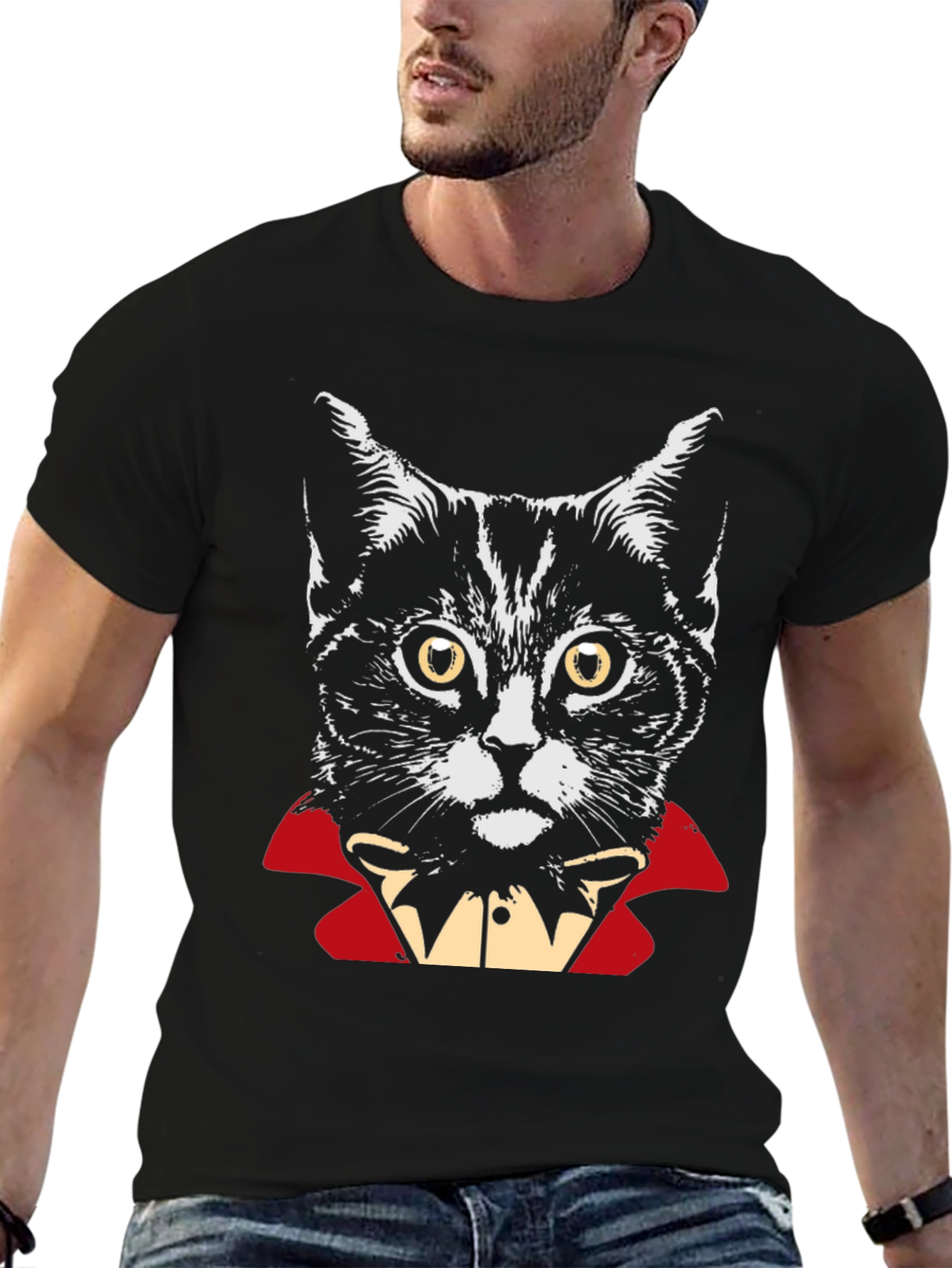 Vampire Cat Graphic T-Shirt - Halloween Costume Tee