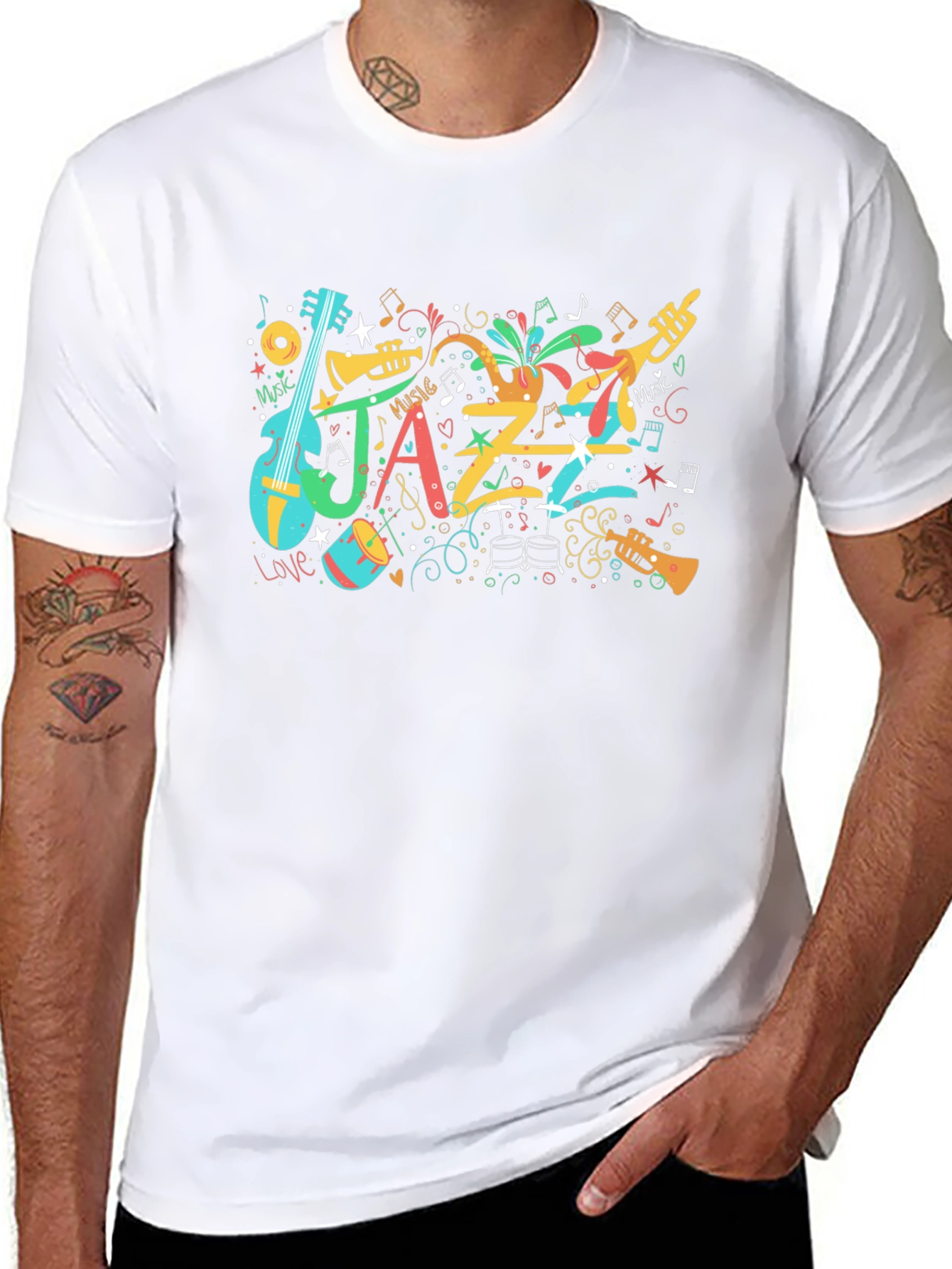 Jazz Music T-Shirt - Colorful Instrument Design