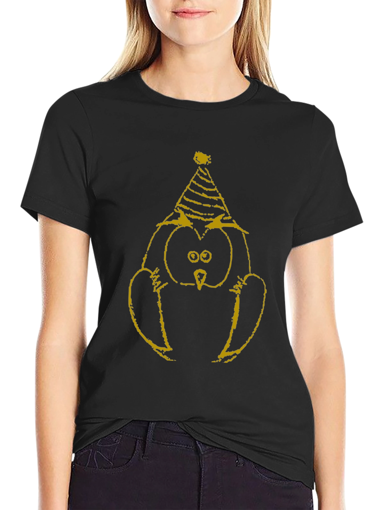 Party Owl T-Shirt - Black Cotton Tee