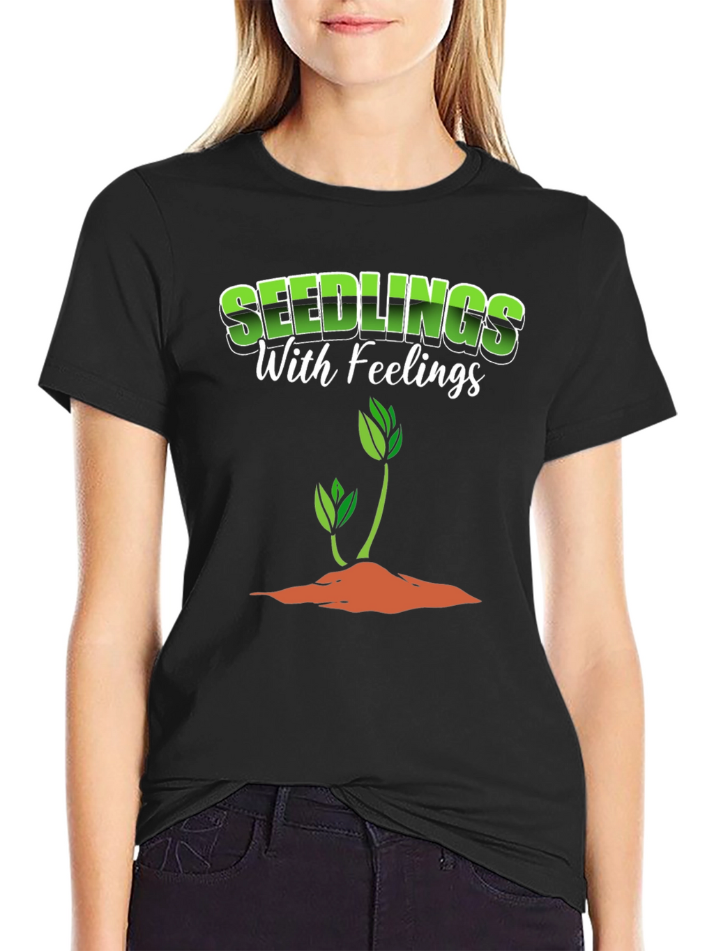 Seedlings with Feelings Black Graphic T-Shirt