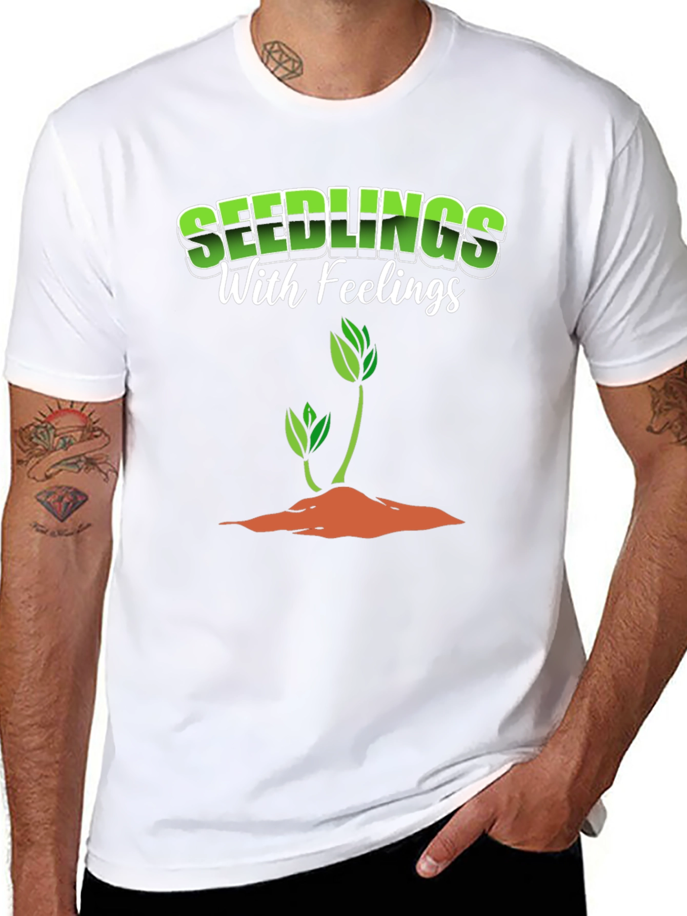 Seedlings with Feelings Black Graphic T-Shirt