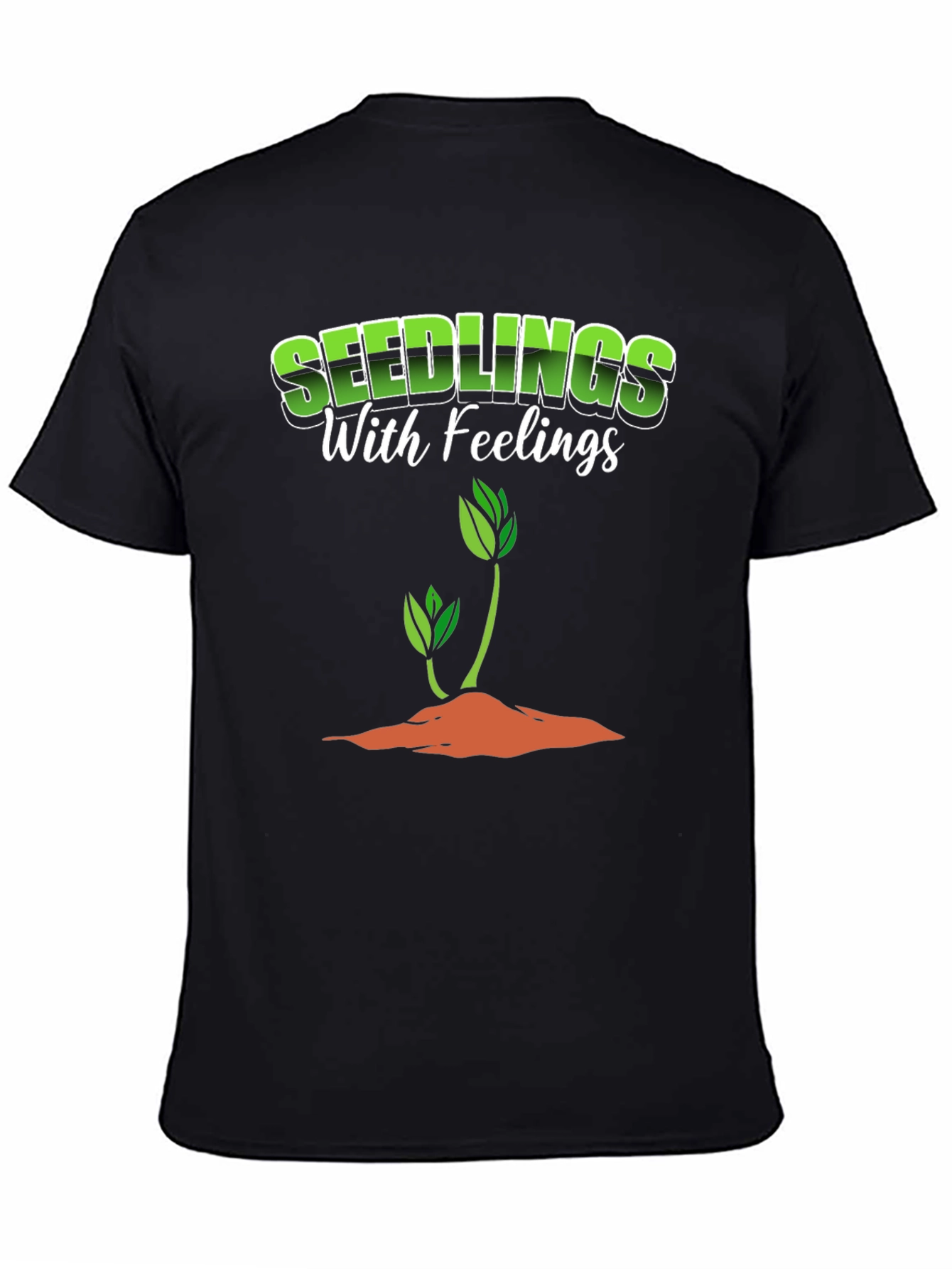 Seedlings with Feelings Black Graphic T-Shirt