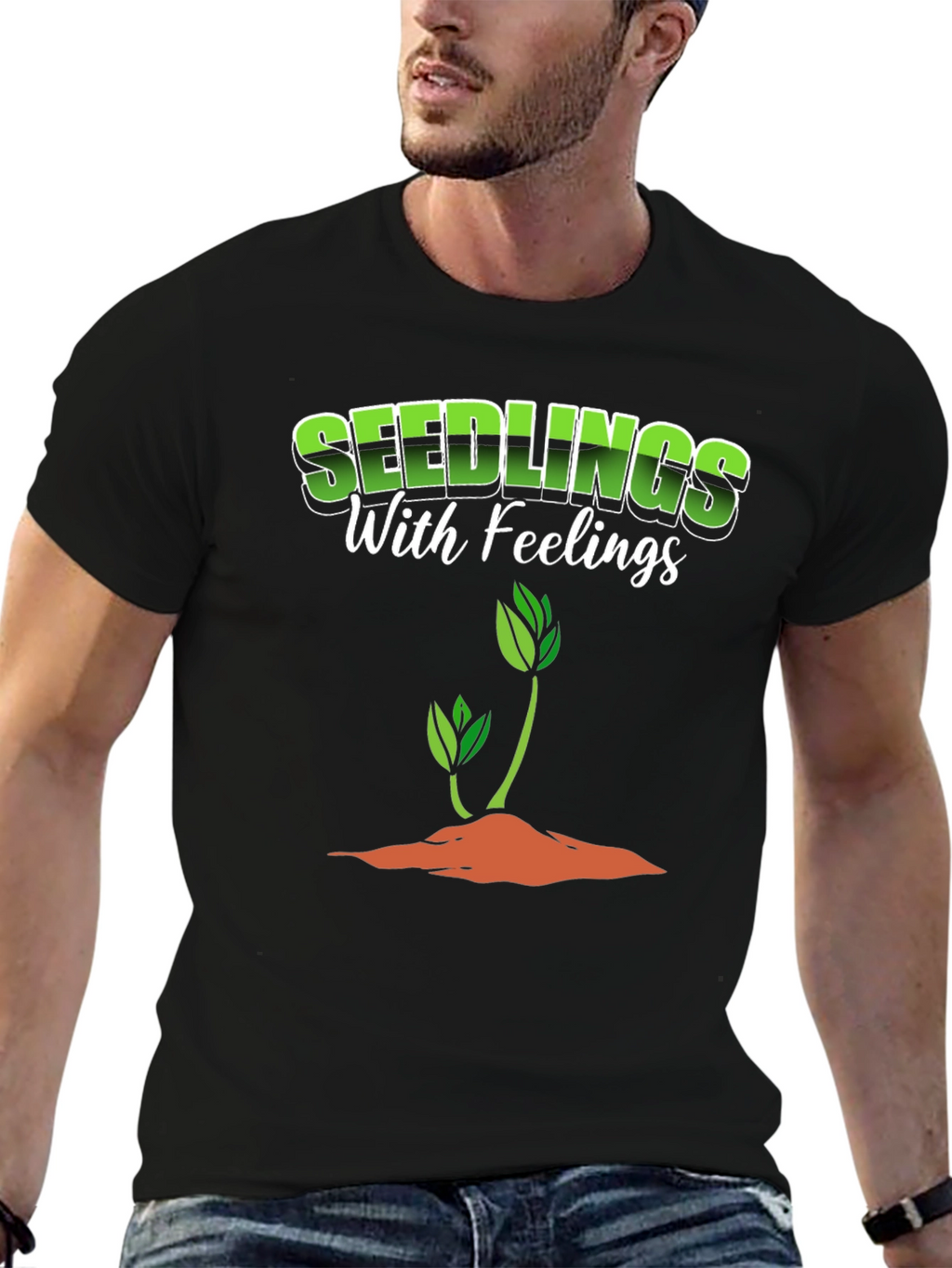 Seedlings with Feelings Black Graphic T-Shirt