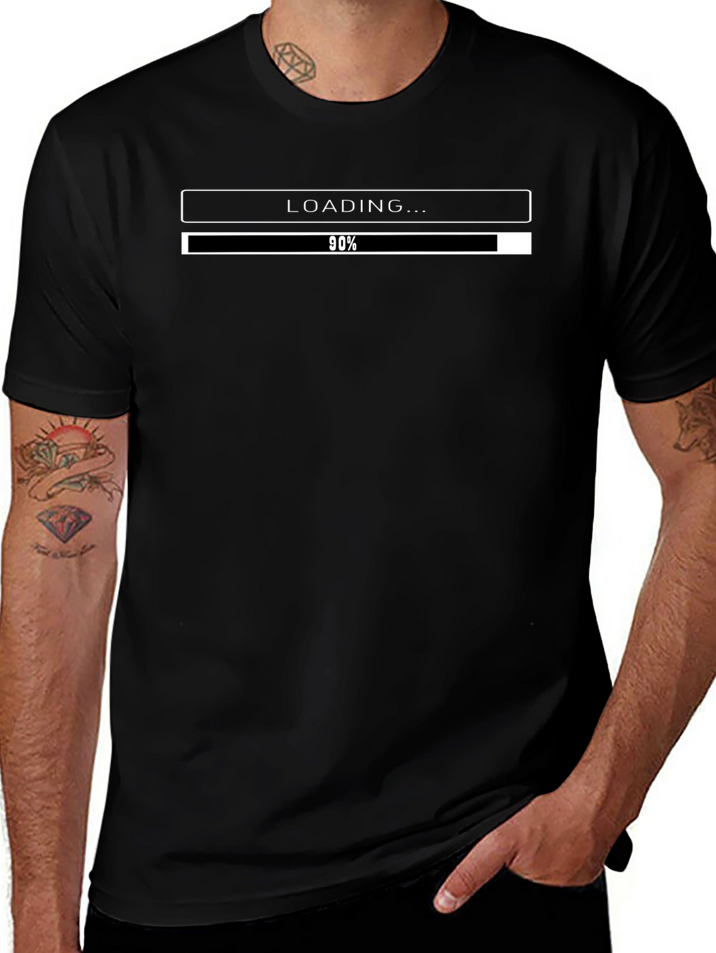 Loading 90% Complete Graphic Tee - Black Cotton T-Shirt