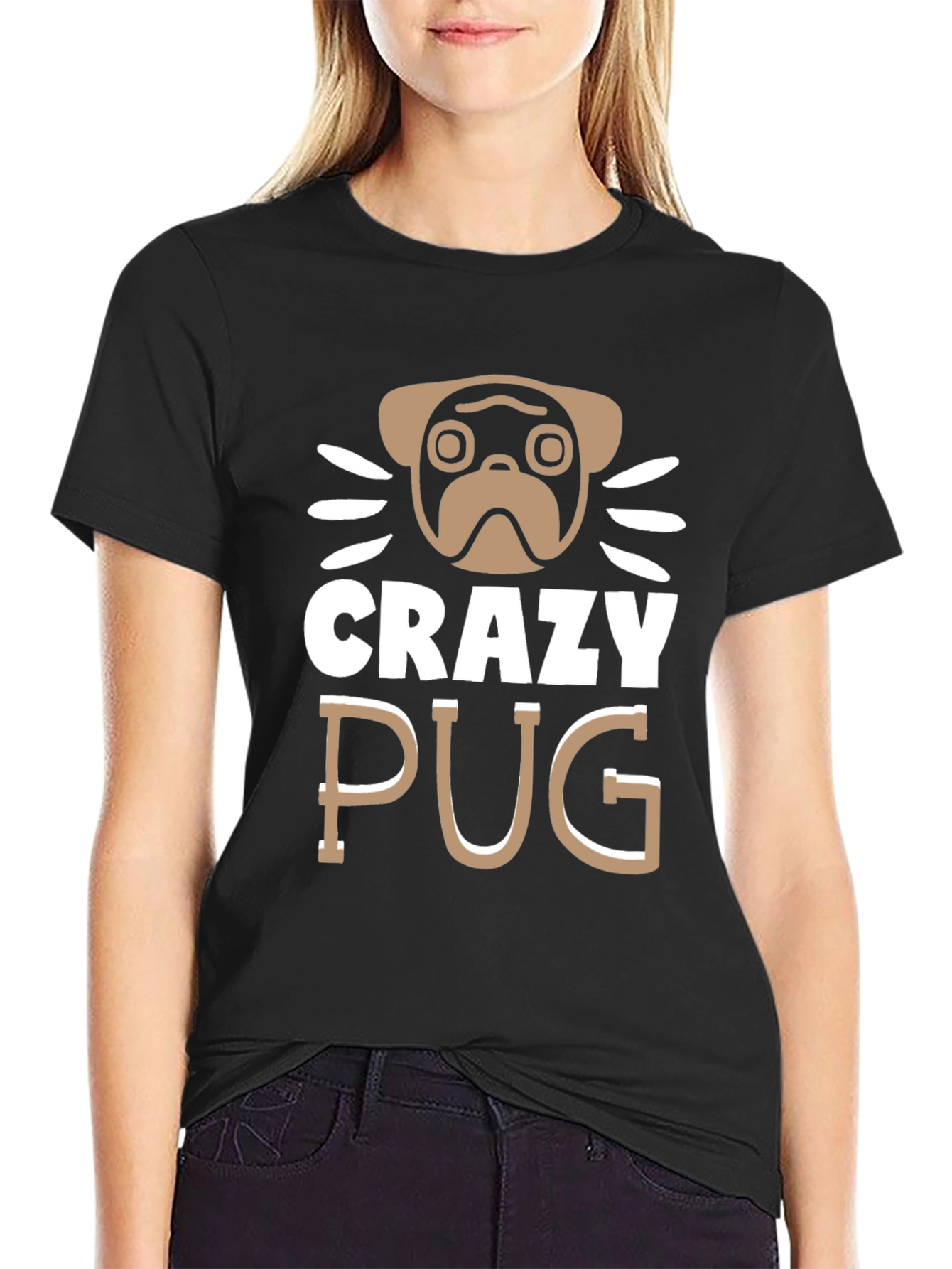 Crazy Pug Graphic Tee - Unisex Cotton T-Shirt