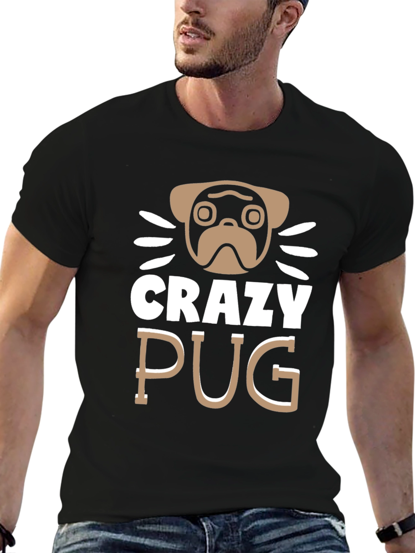 Crazy Pug Graphic Tee - Unisex Cotton T-Shirt