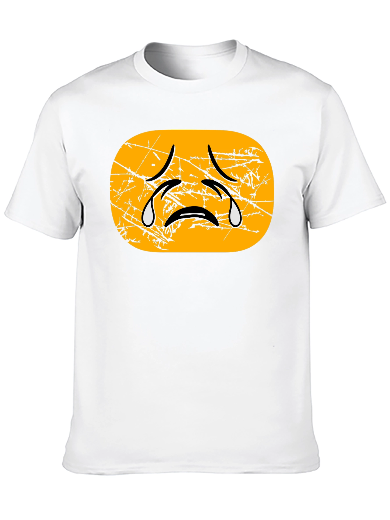 Distressed Crying Emoji T-Shirt - Black