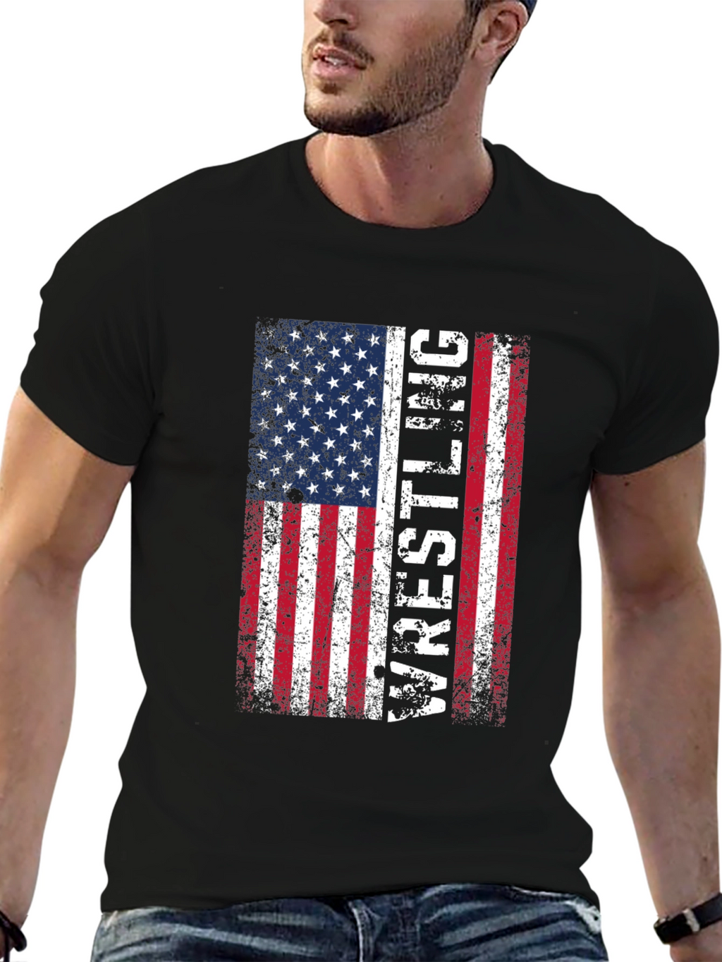 Wrestling USA Flag T-Shirt - Patriotic Sports Tee